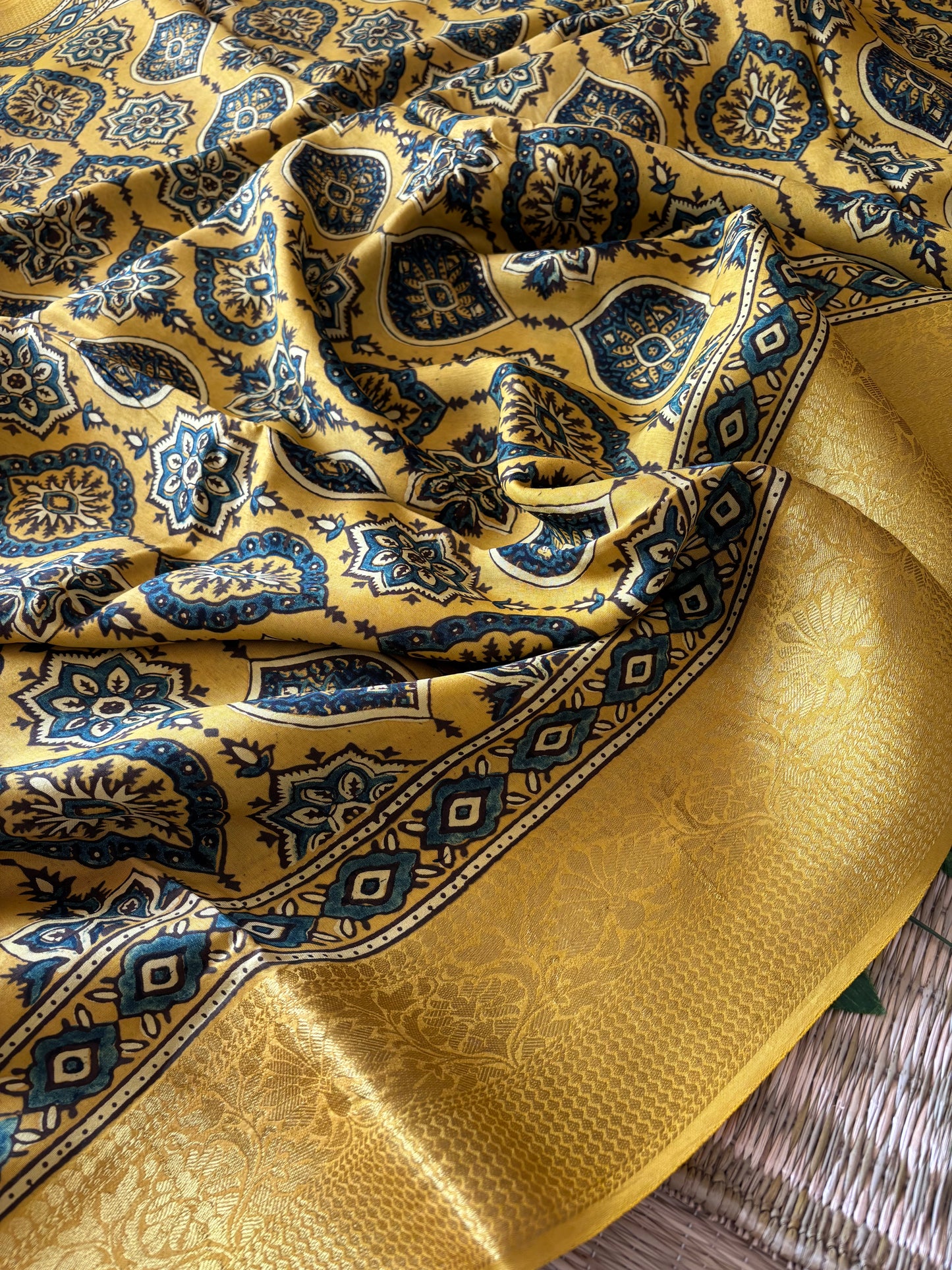 Ajrakh Dola Silk Saree