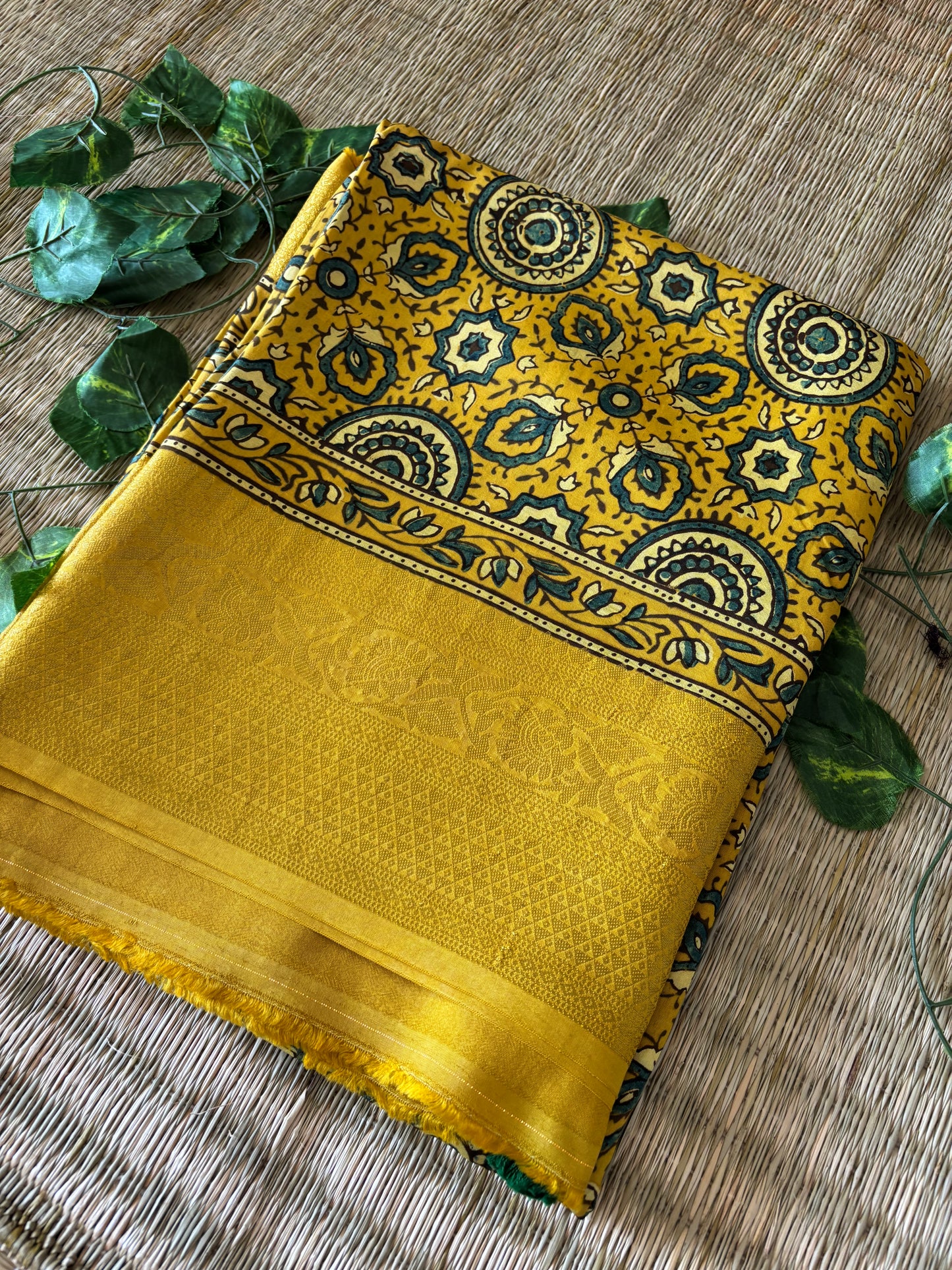 Ajrakh Dola Silk Saree