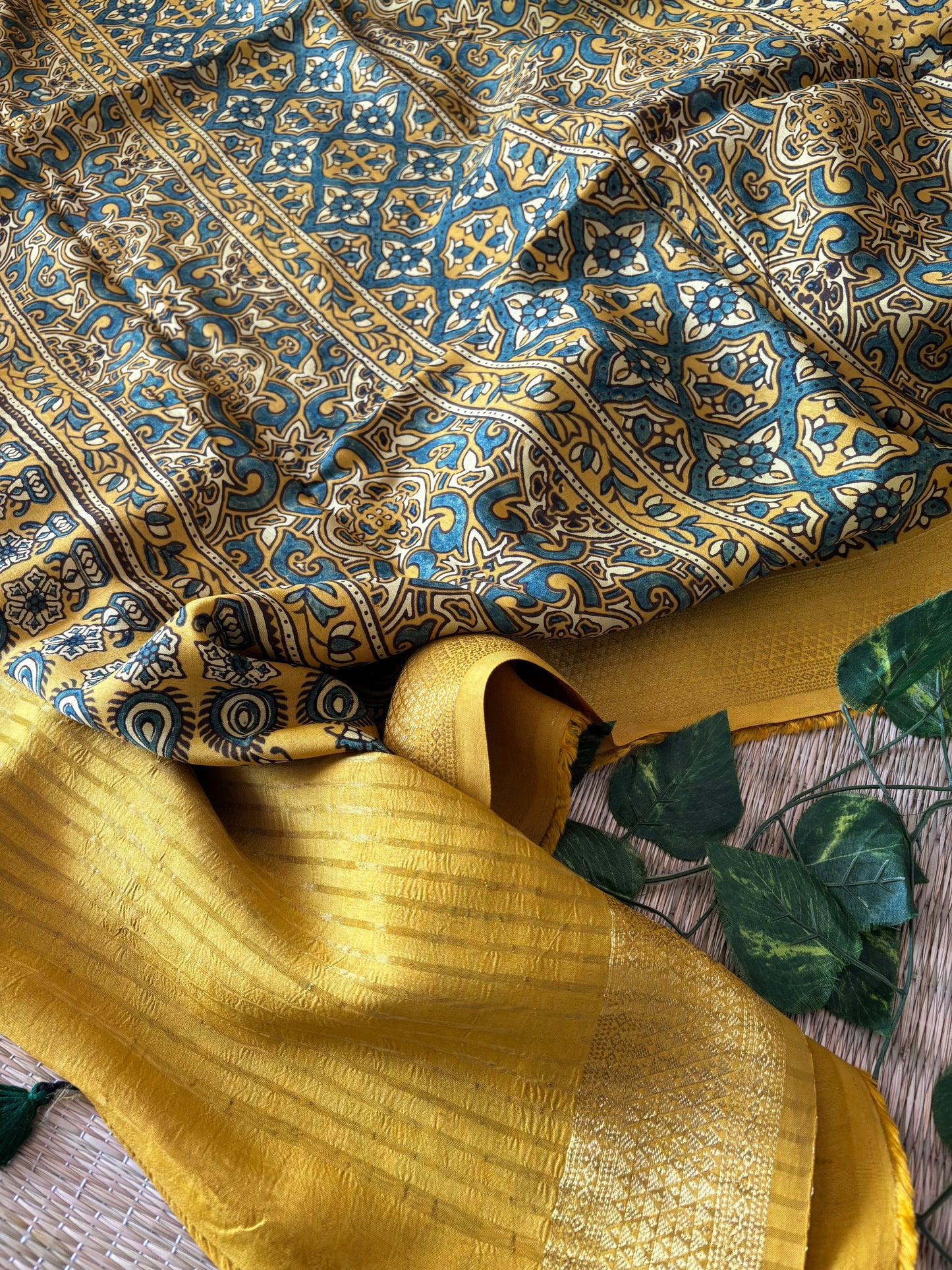 Ajrakh Dola Silk Saree