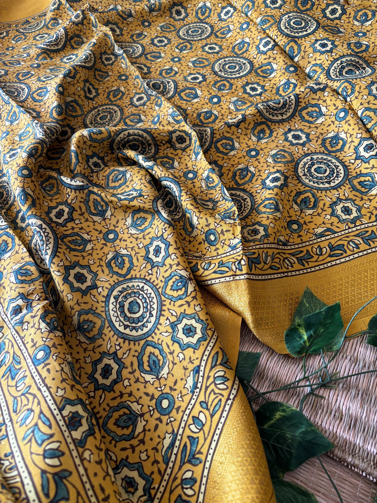 Ajrakh Dola Silk Saree