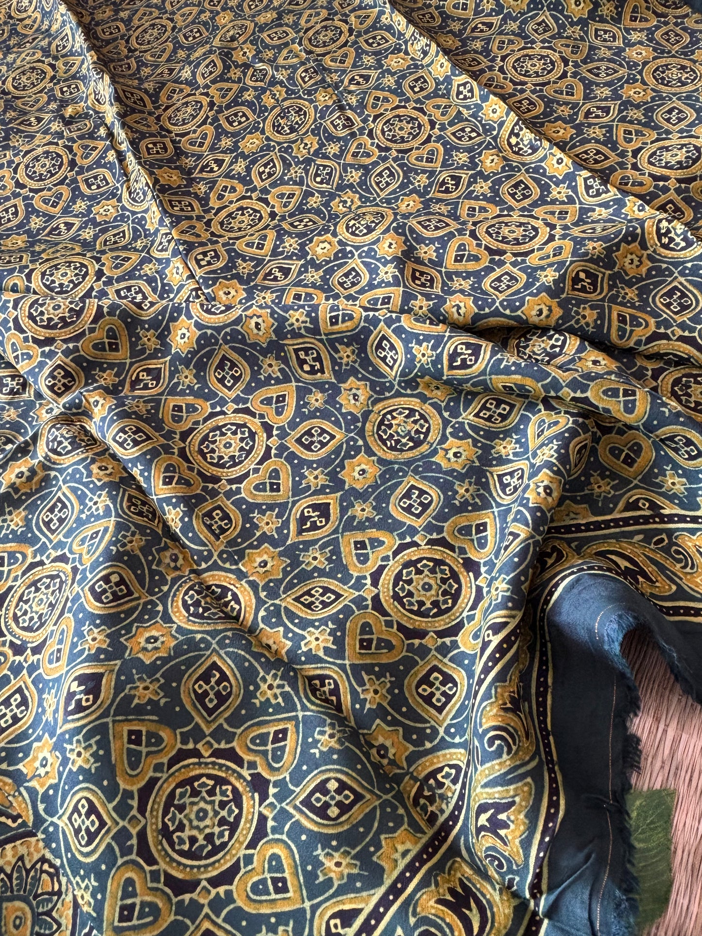 Ajrakh Dola Silk Saree