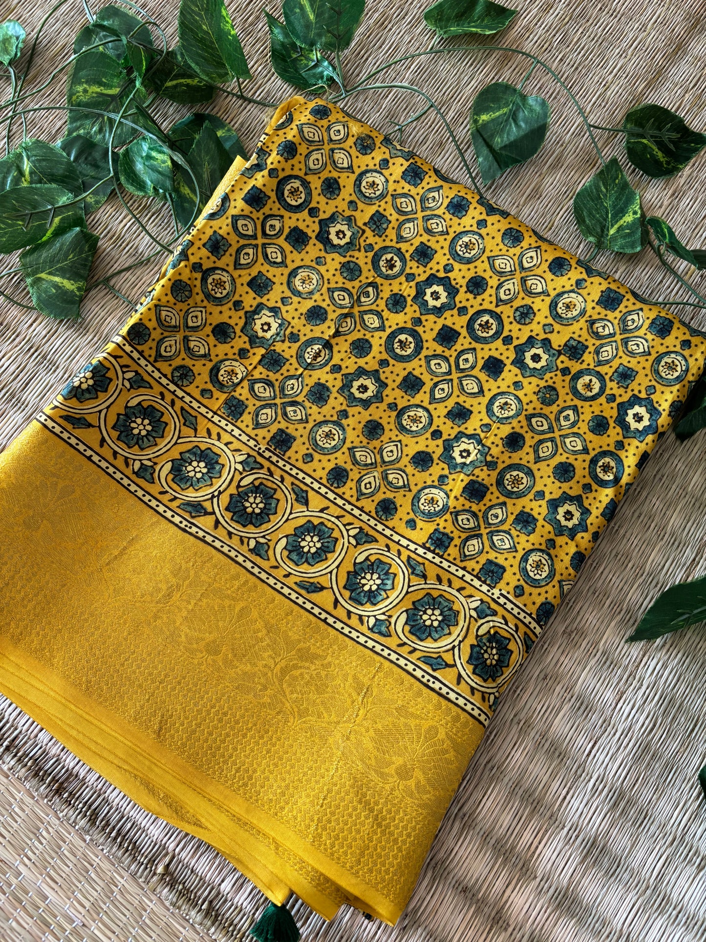 Ajrakh Dola Silk Sarees