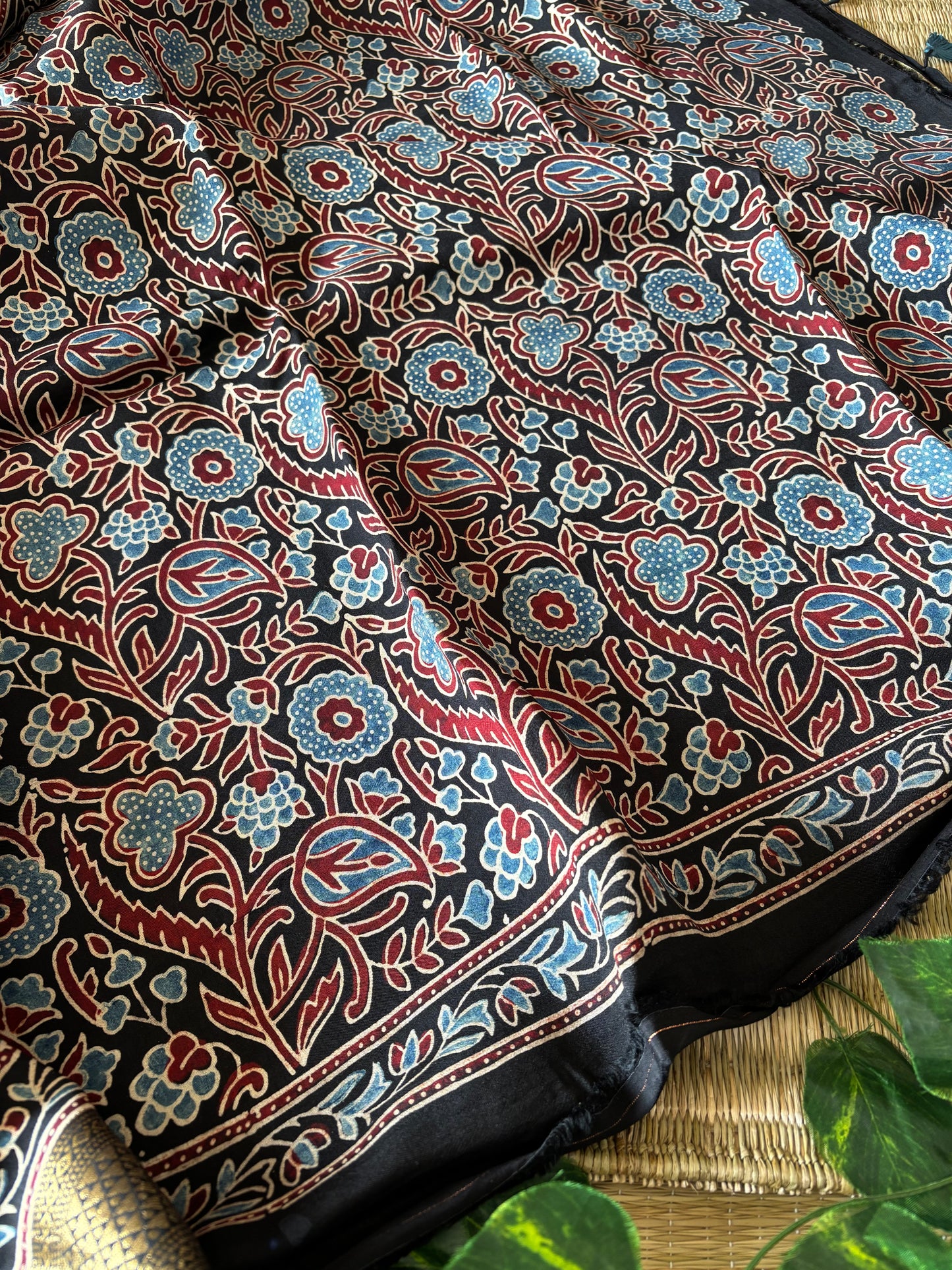 Ajrakh Dola Silk Saree