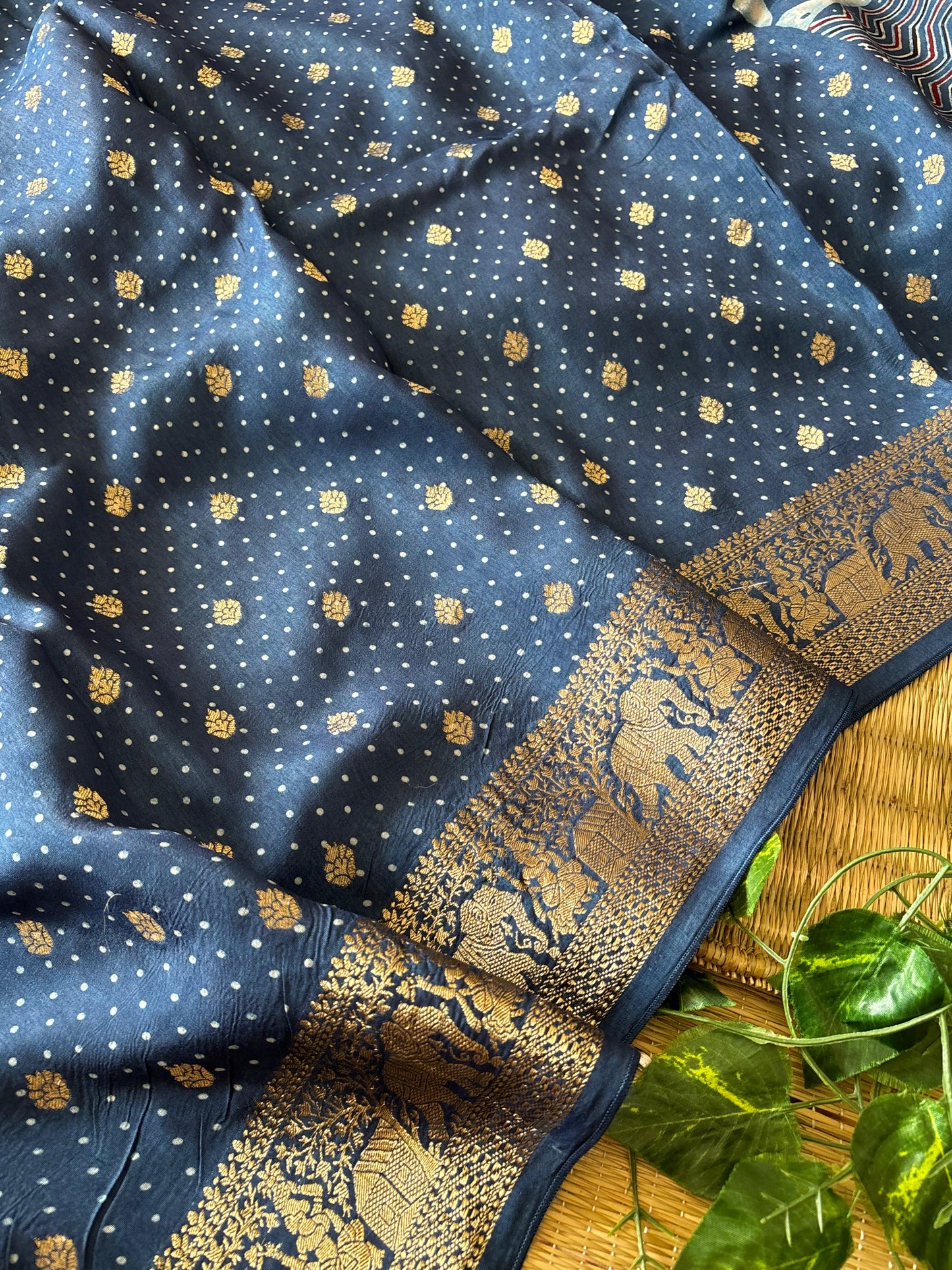 Ajrakh Dola Silk Saree