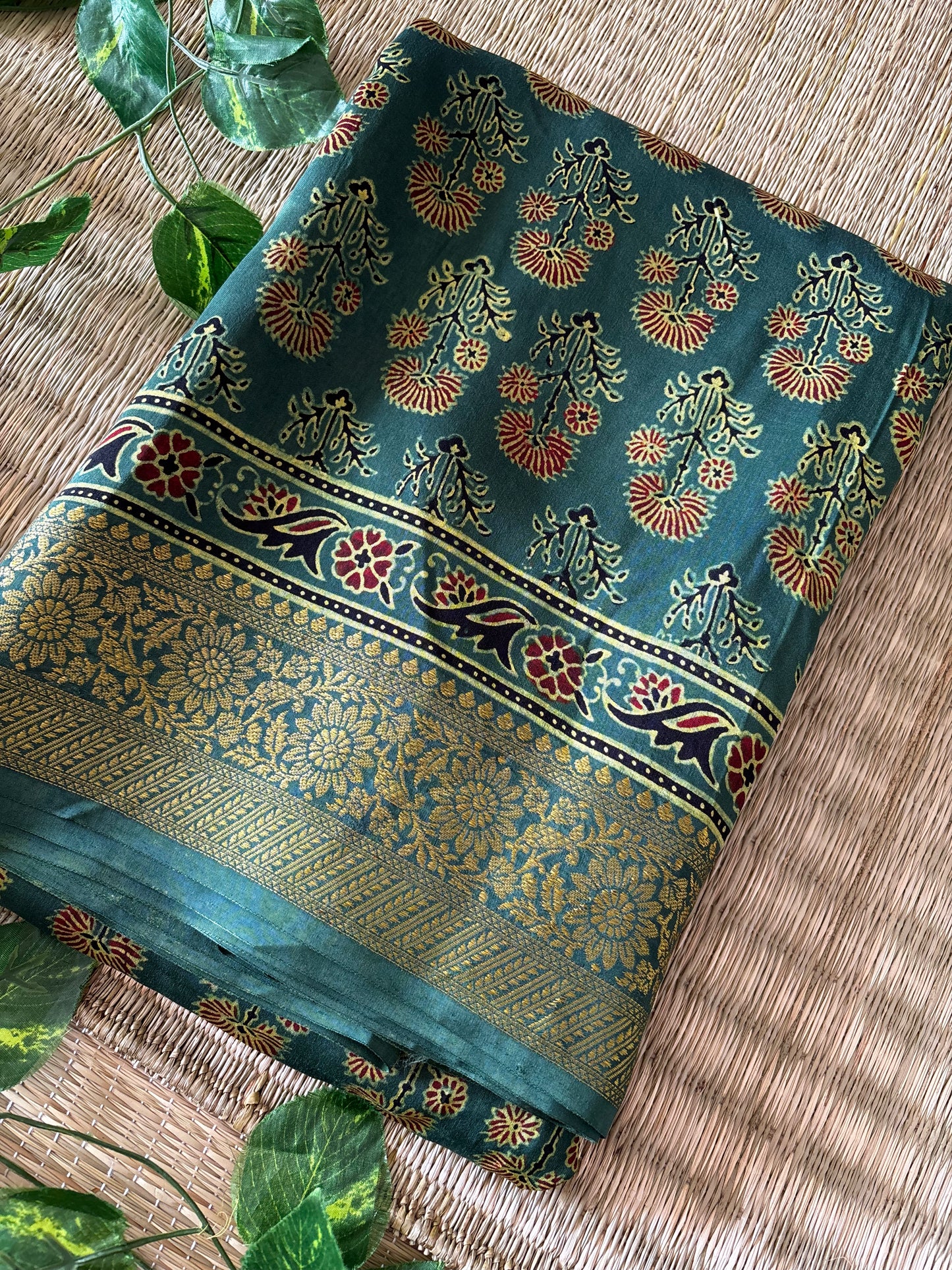Ajrakh Dola Silk Saree