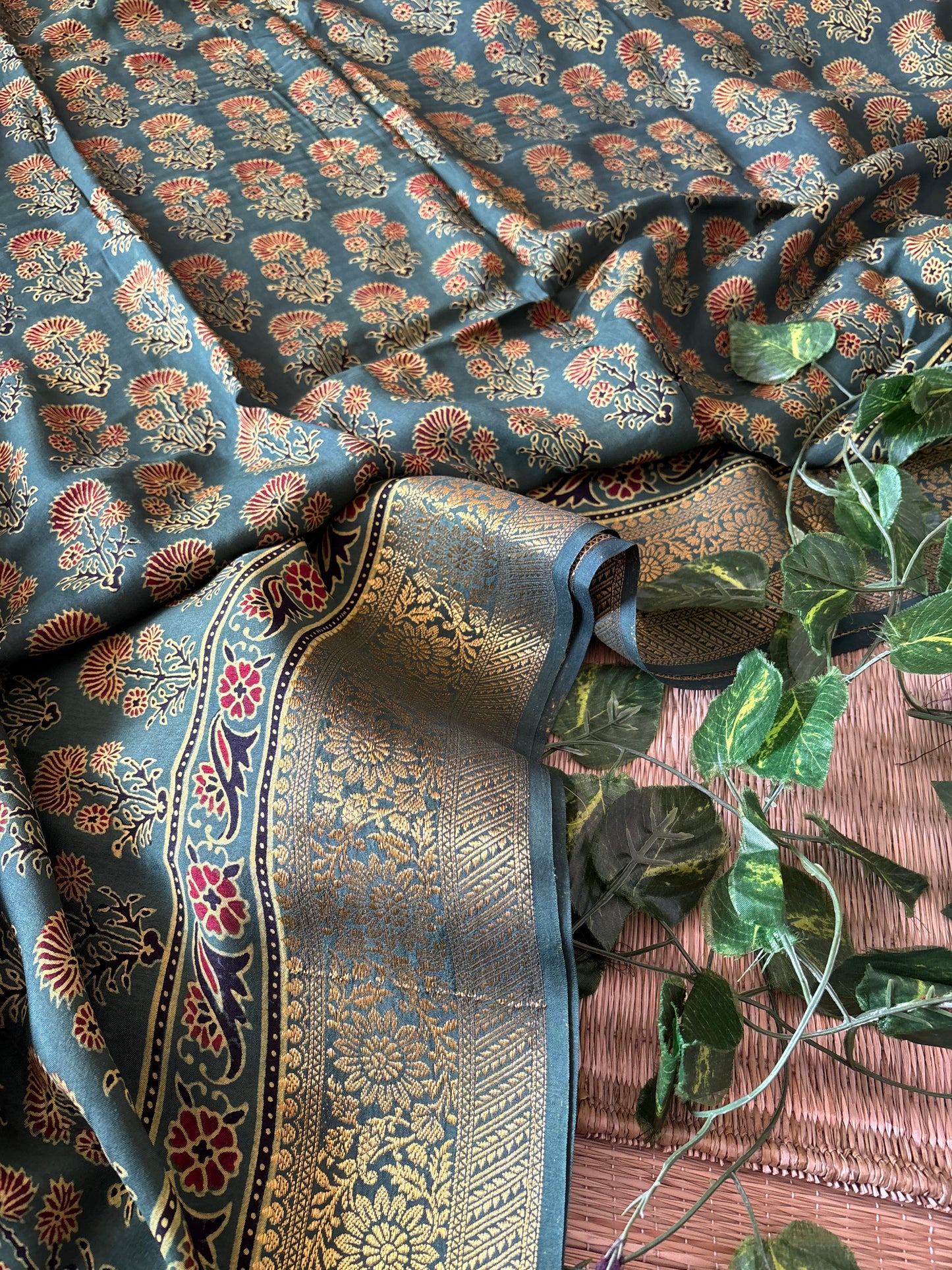 Ajrakh Dola Silk Saree