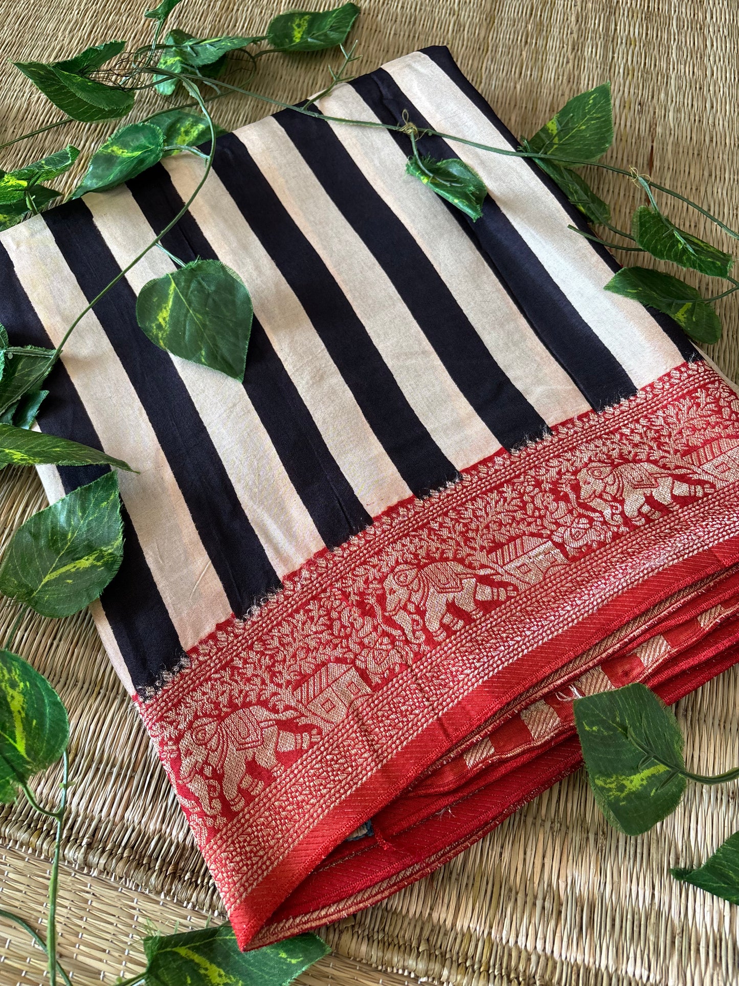 Ajrakh Dola Silk Saree