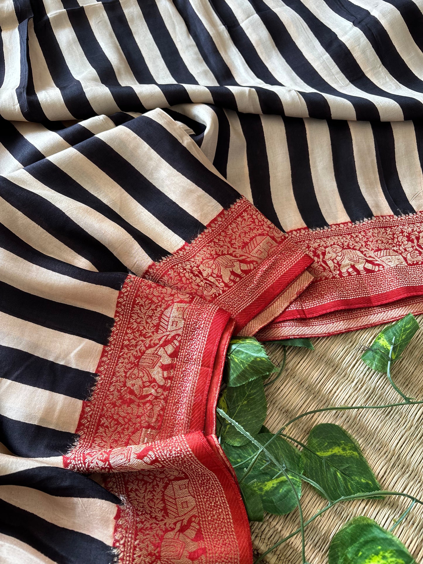 Ajrakh Dola Silk Saree