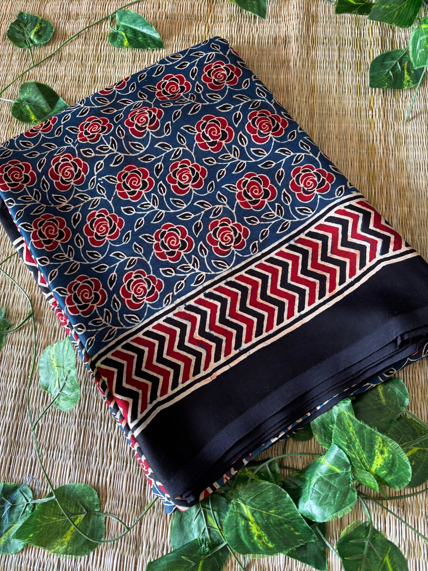 Ajrakh Modal Silk Saree