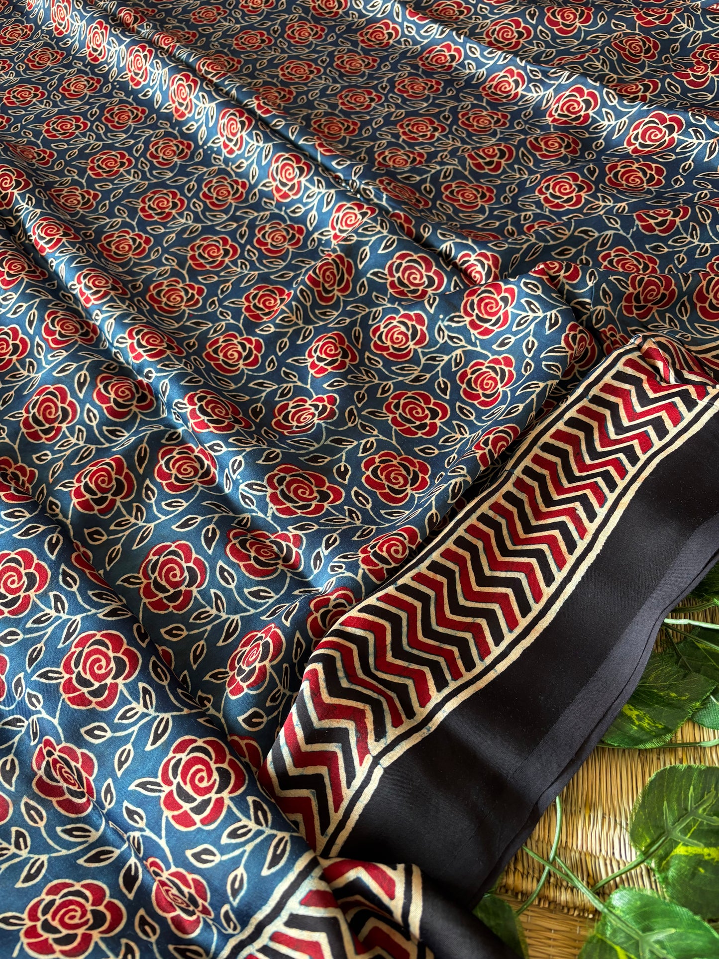 Ajrakh Modal Silk Saree