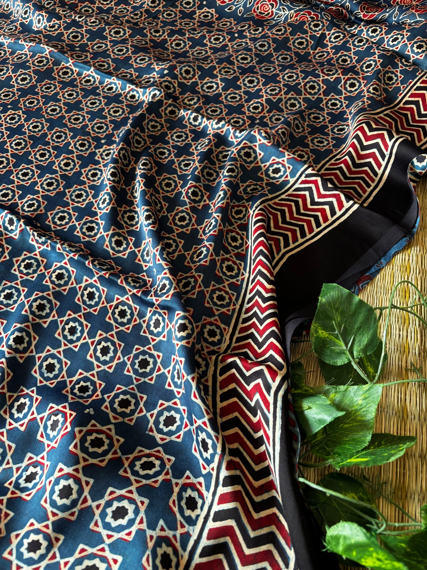 Ajrakh Modal Silk Saree