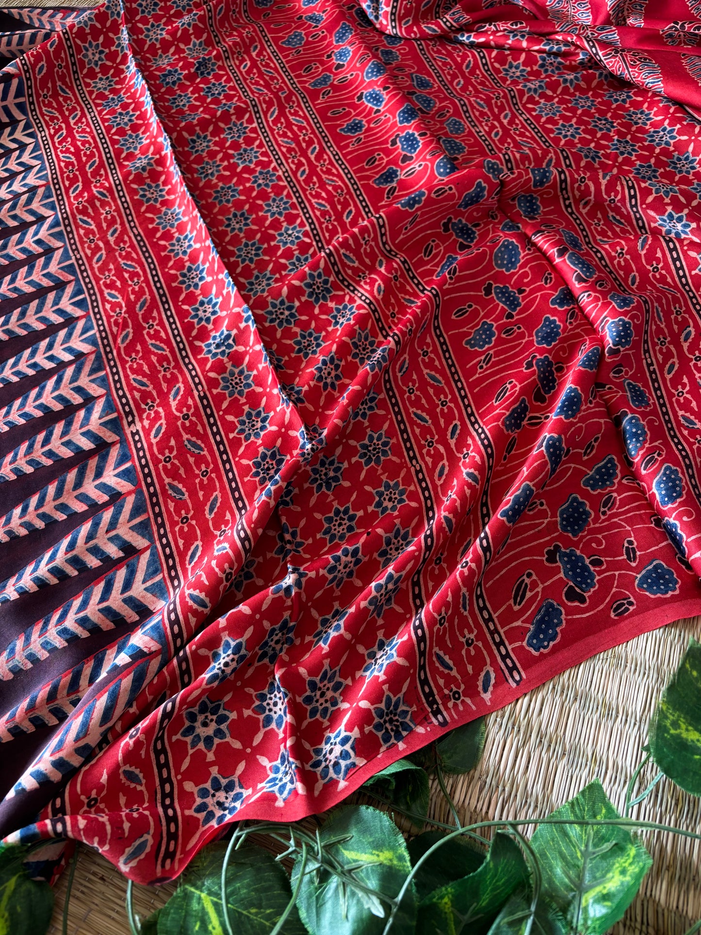 Ajrakh Modal Silk Saree