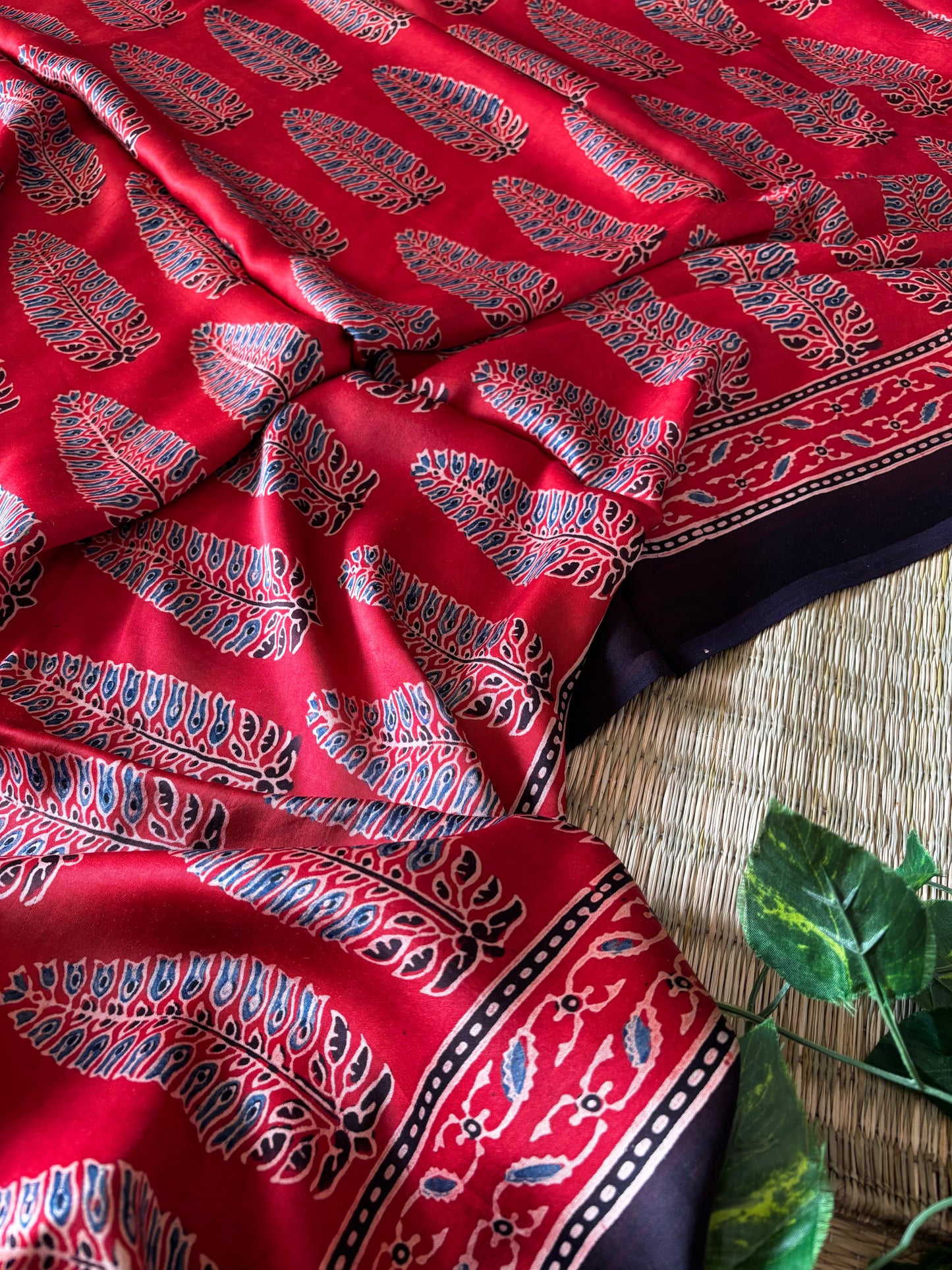 Ajrakh Modal Silk Saree