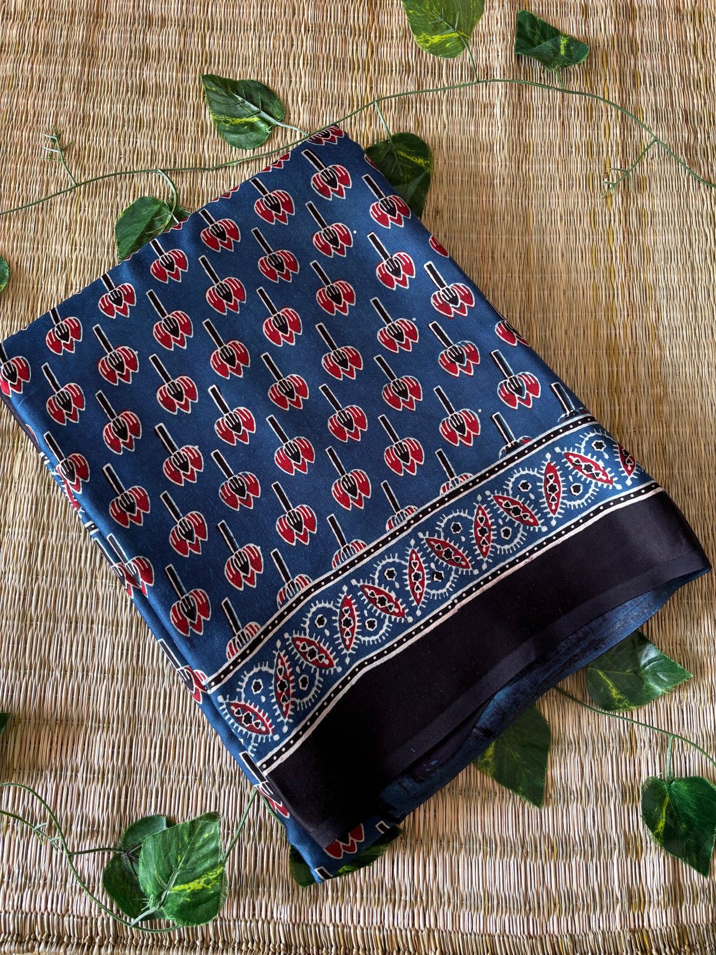 Ajrakh Modal Silk Saree