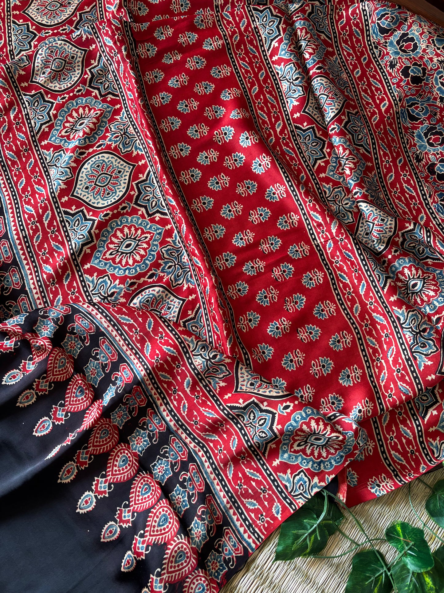 Ajrakh Modal Silk Saree