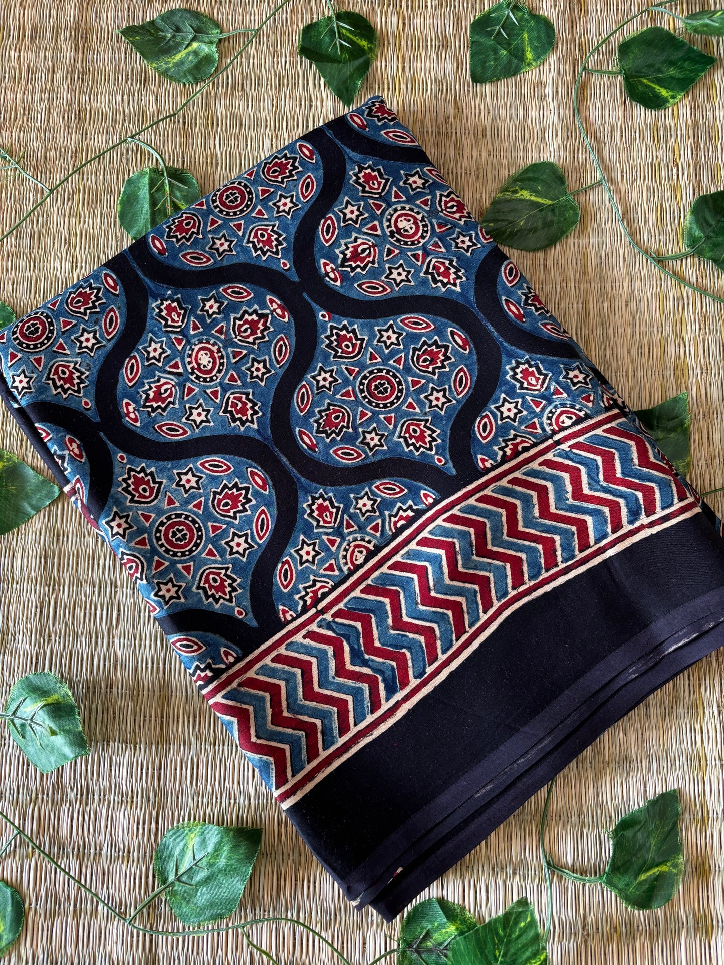 Ajrakh Modal Silk Saree