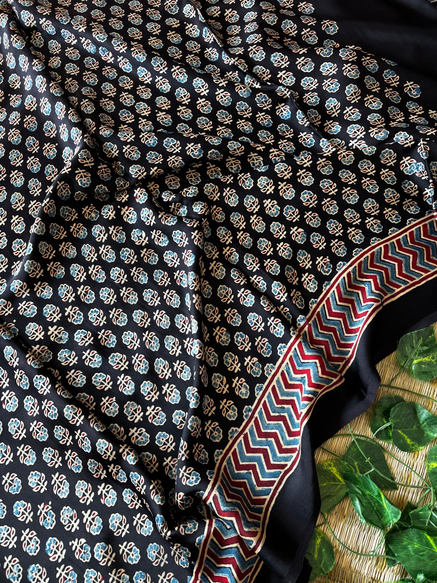 Ajrakh Modal Silk Saree