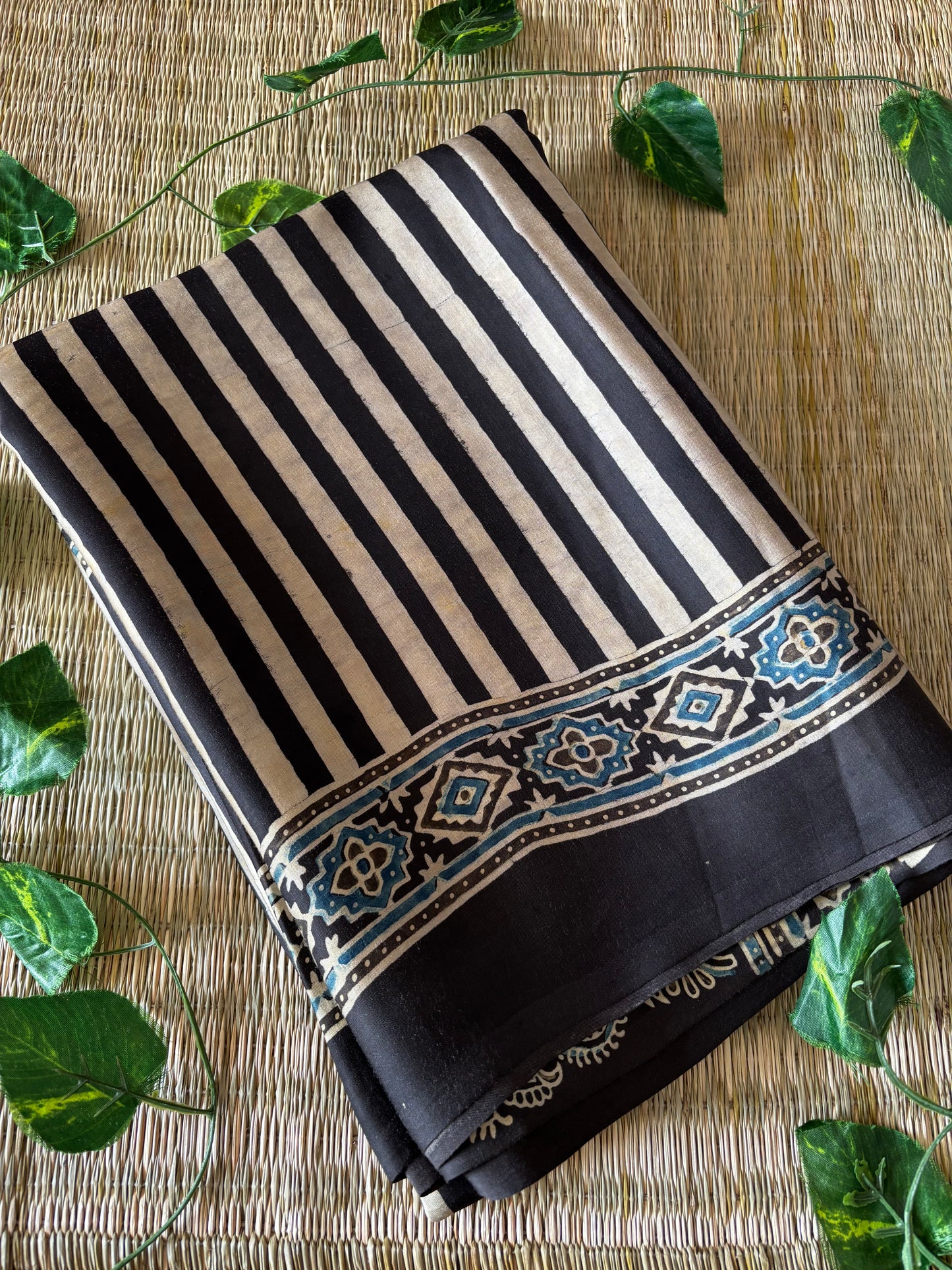 Ajrakh Modal Silk Saree