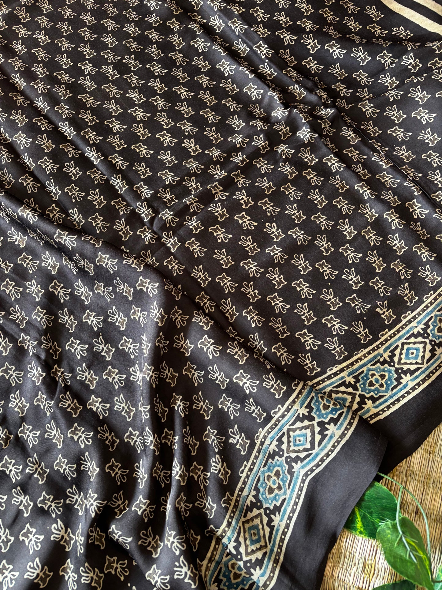 Ajrakh Modal Silk Saree