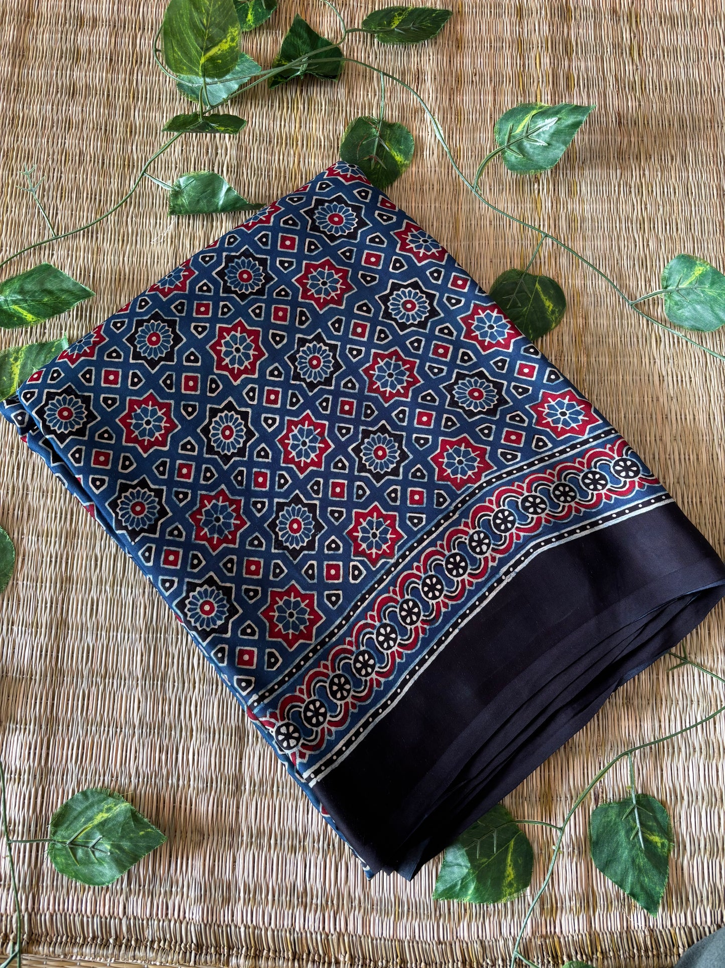 Ajrakh Modal Silk Saree