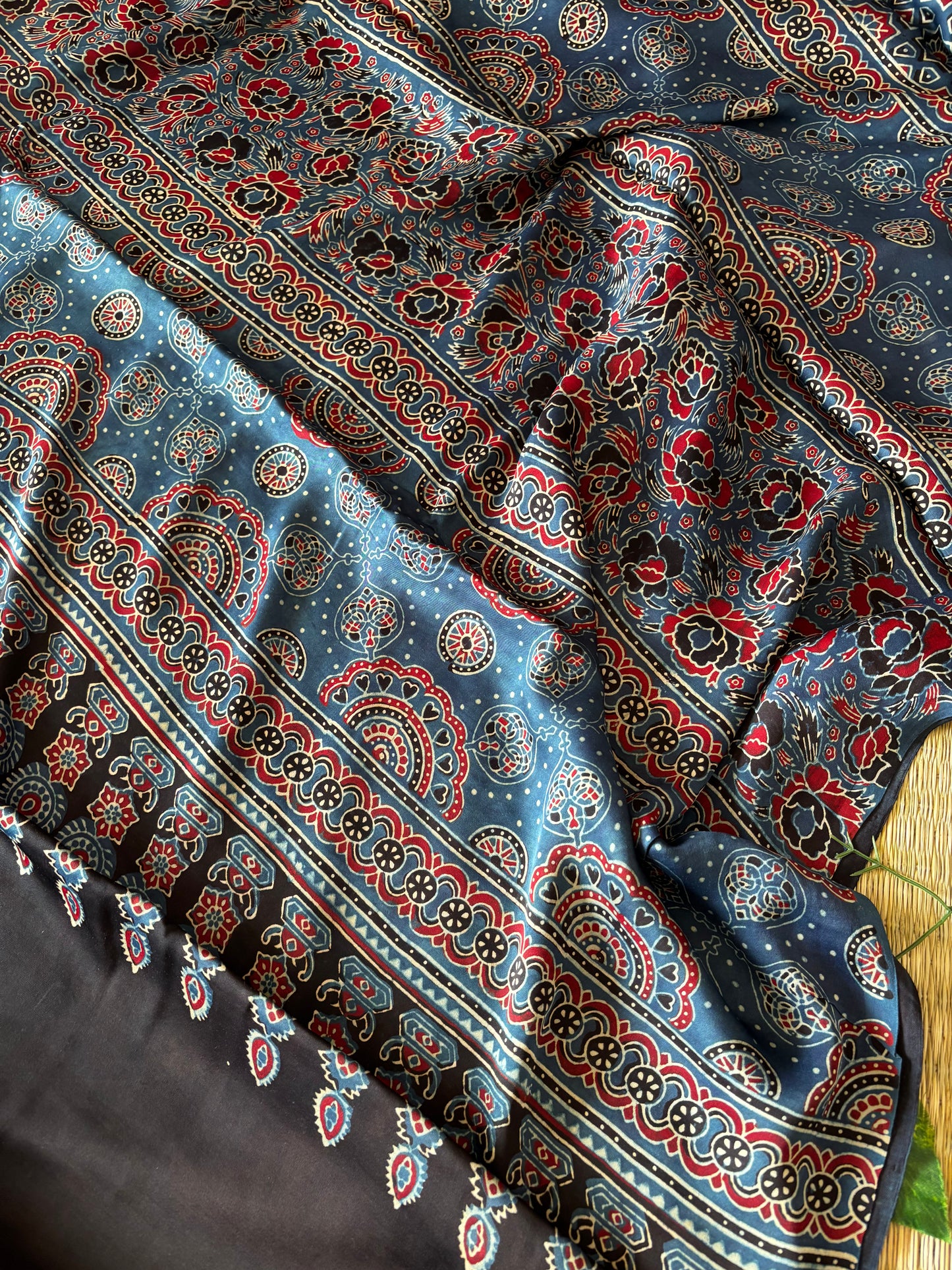 Ajrakh Modal Silk Saree