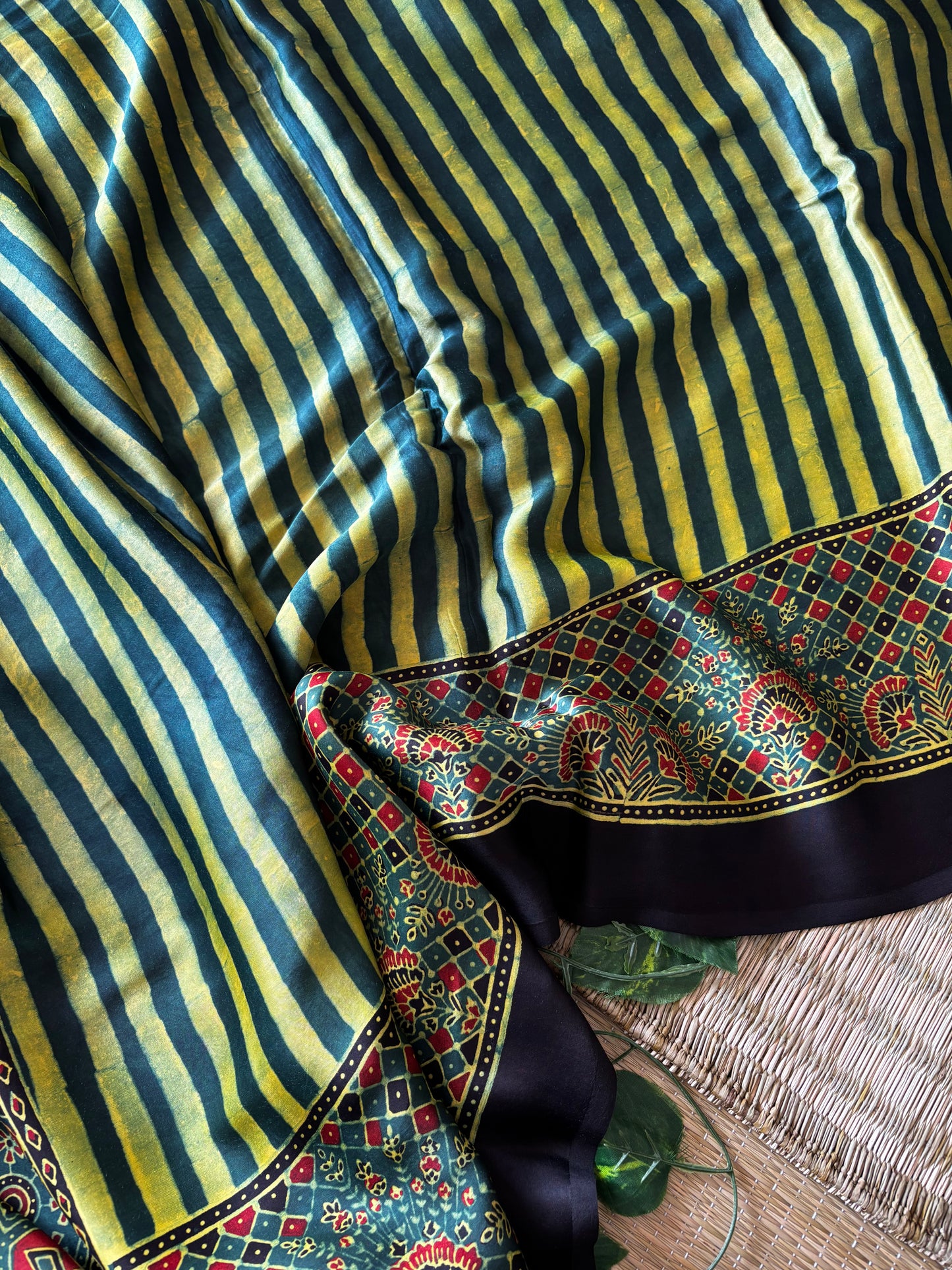 Ajrakh Modal Silk Saree