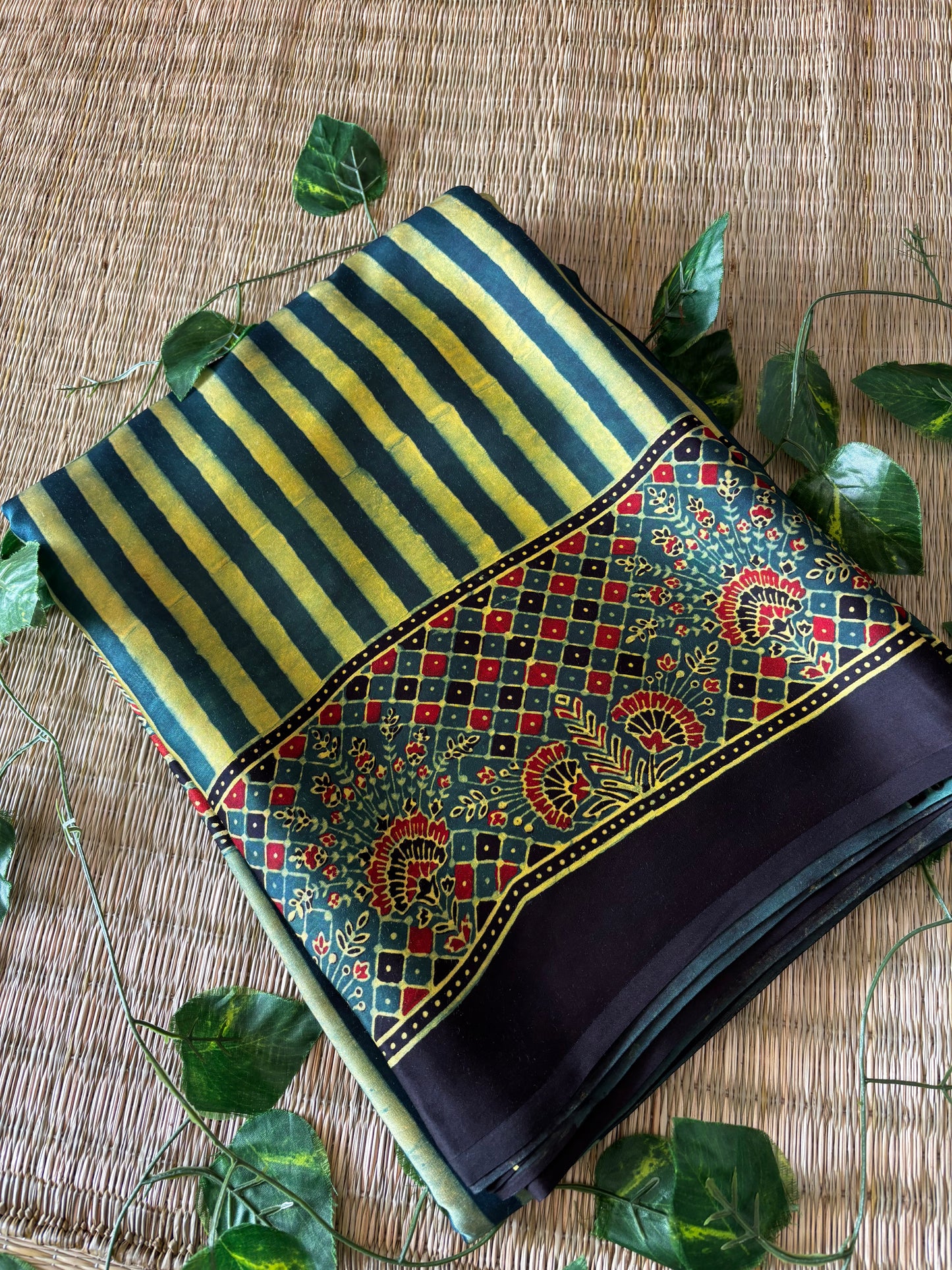 Ajrakh Modal Silk Saree