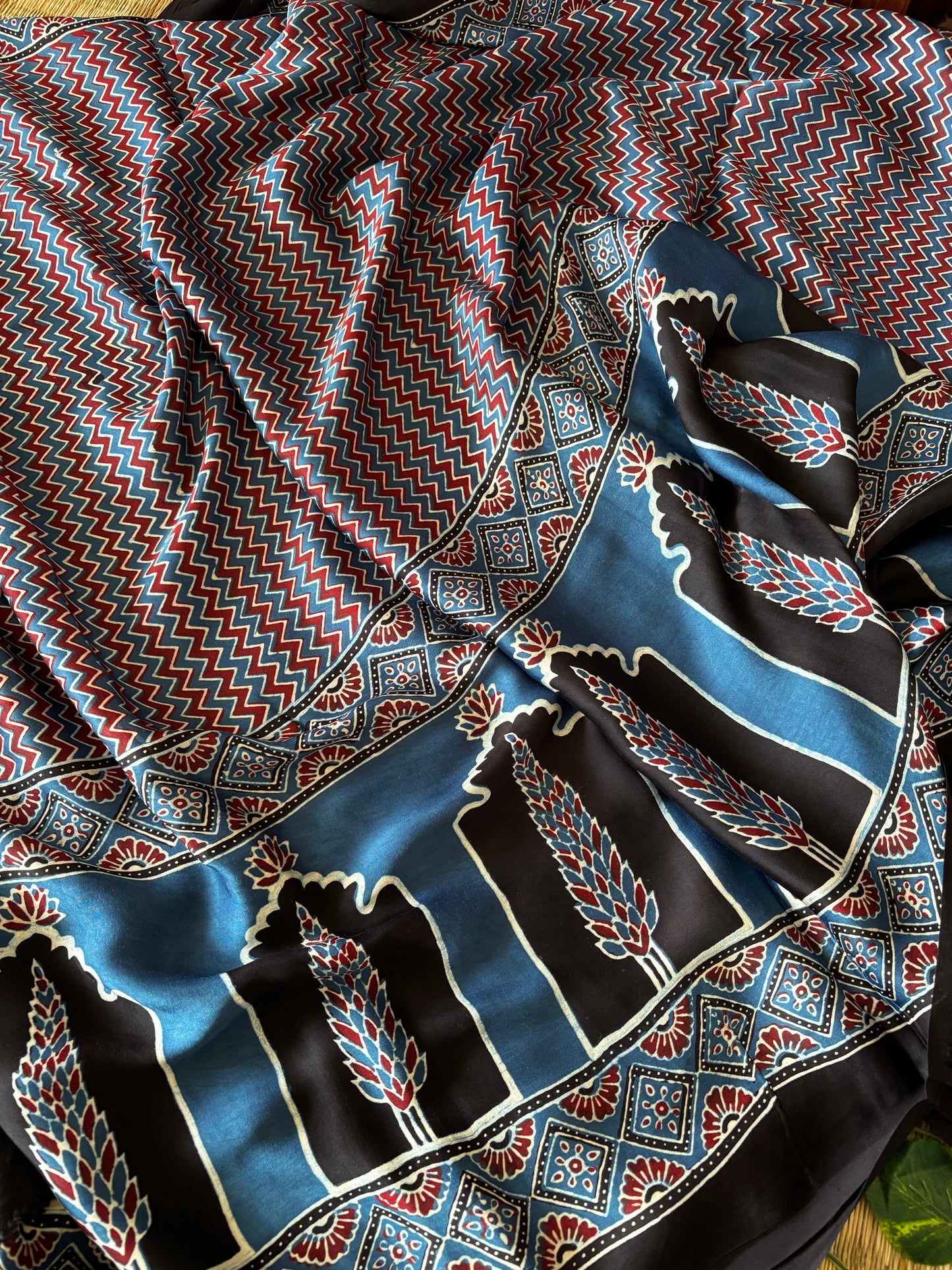 Ajrakh Modal Silk Saree