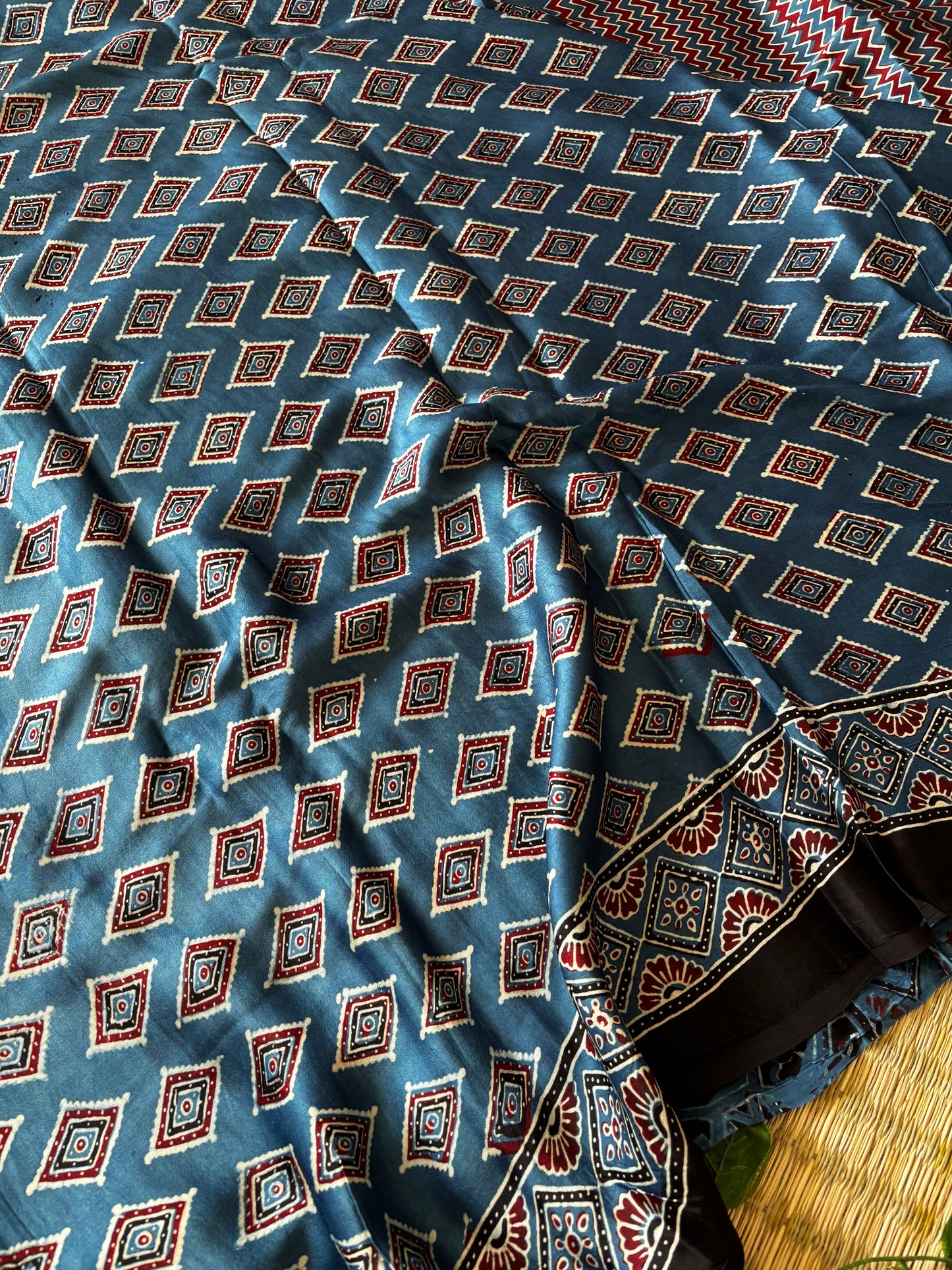 Ajrakh Modal Silk Saree