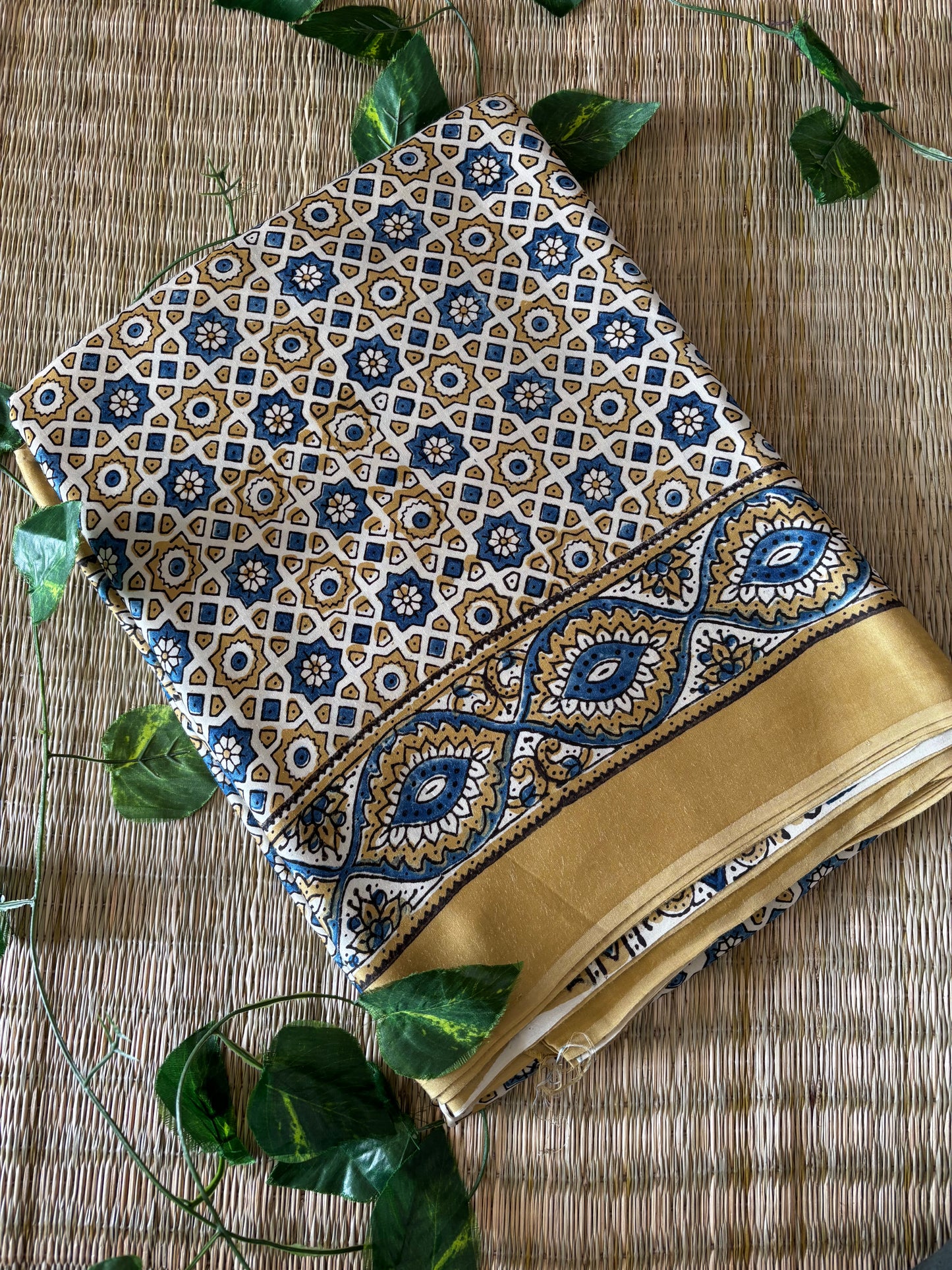 Ajrakh Modal Silk Saree