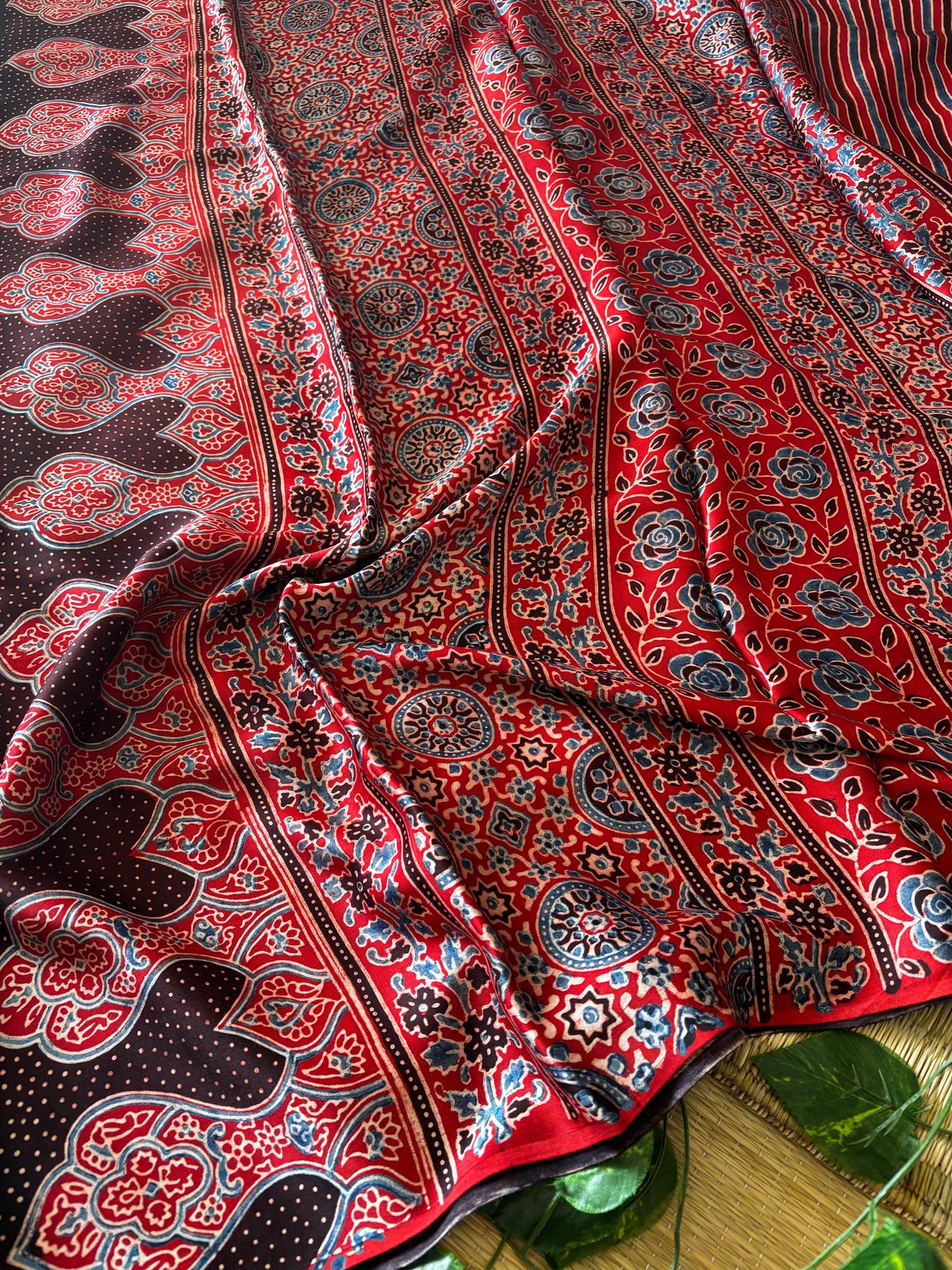Ajrakh Modal Silk Saree