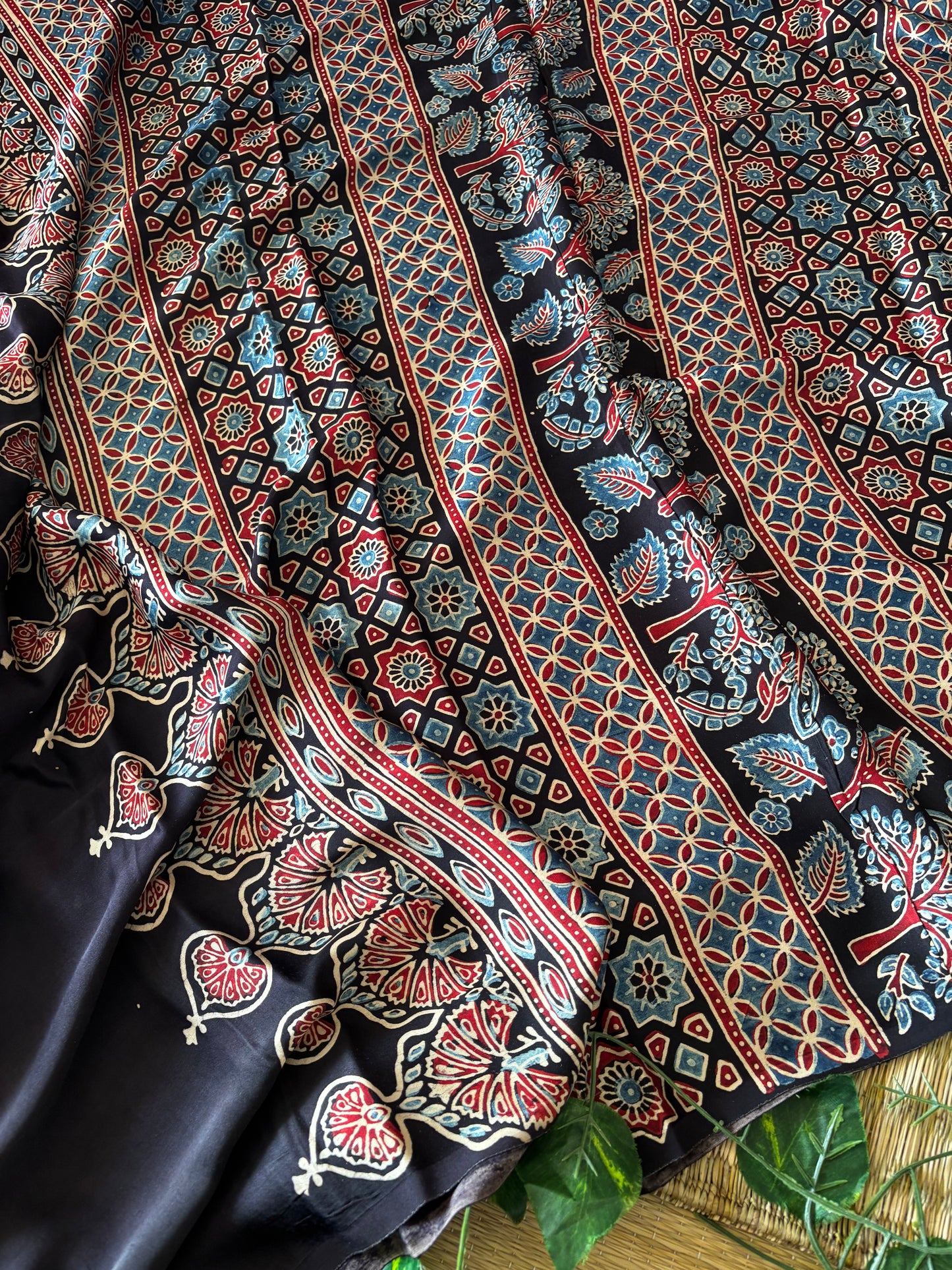 Ajrakh Modal Silk Saree