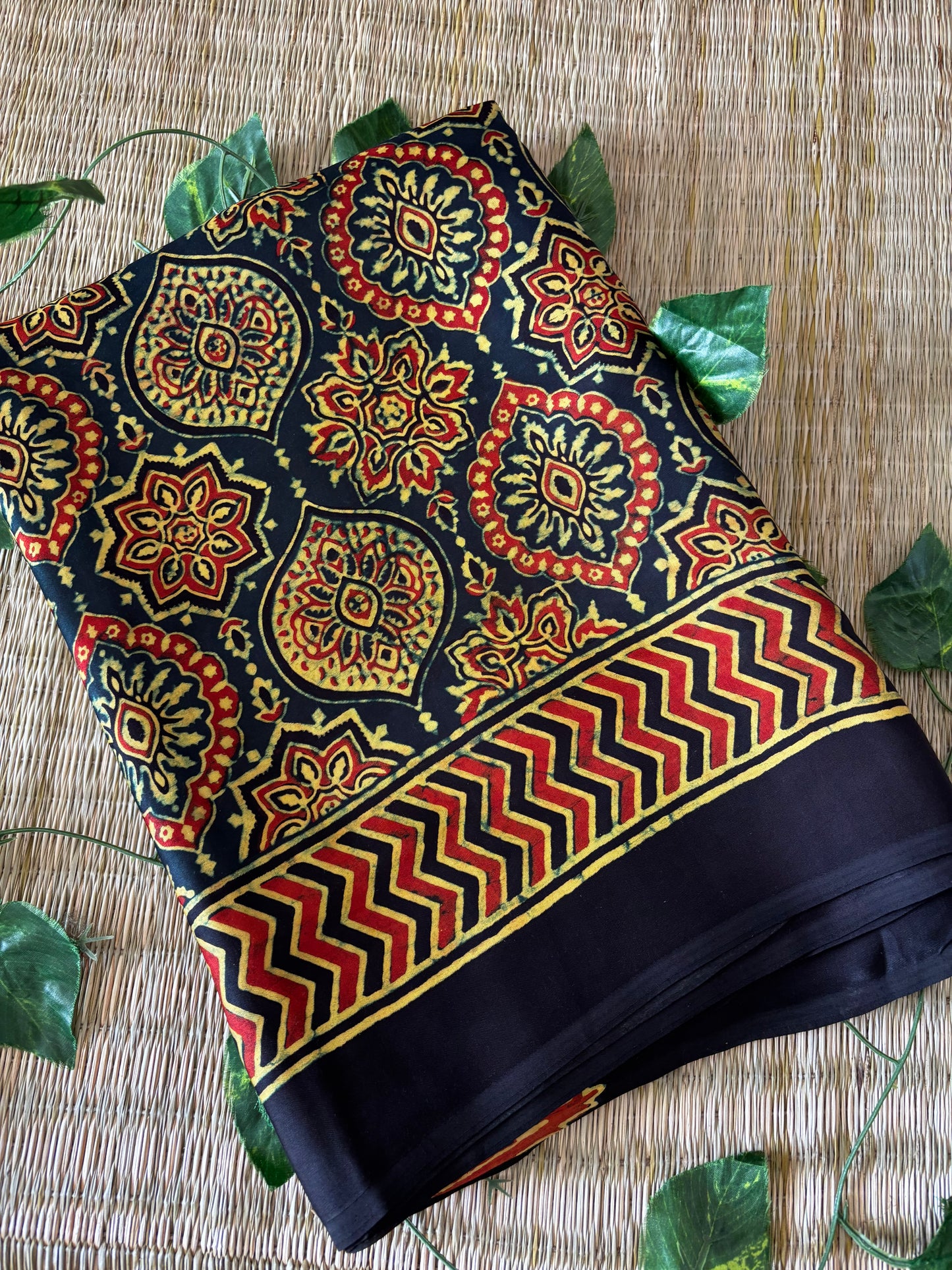 Ajrakh Modal Silk Saree