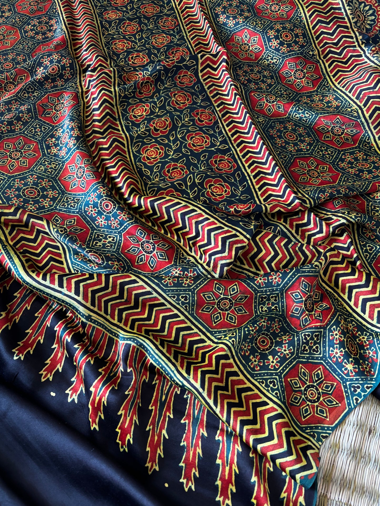 Ajrakh Modal Silk Saree