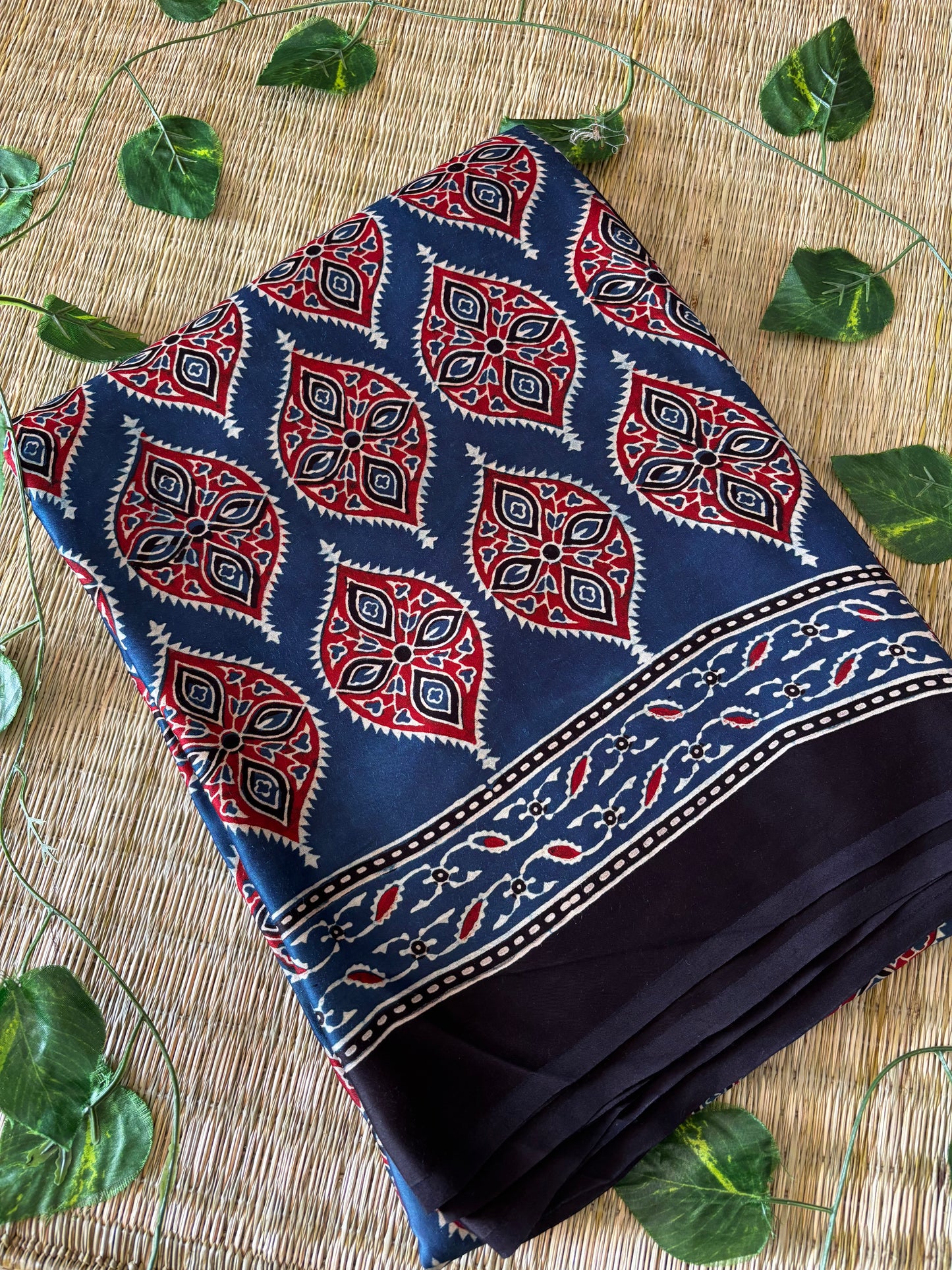 Ajrakh Modal Silk Saree