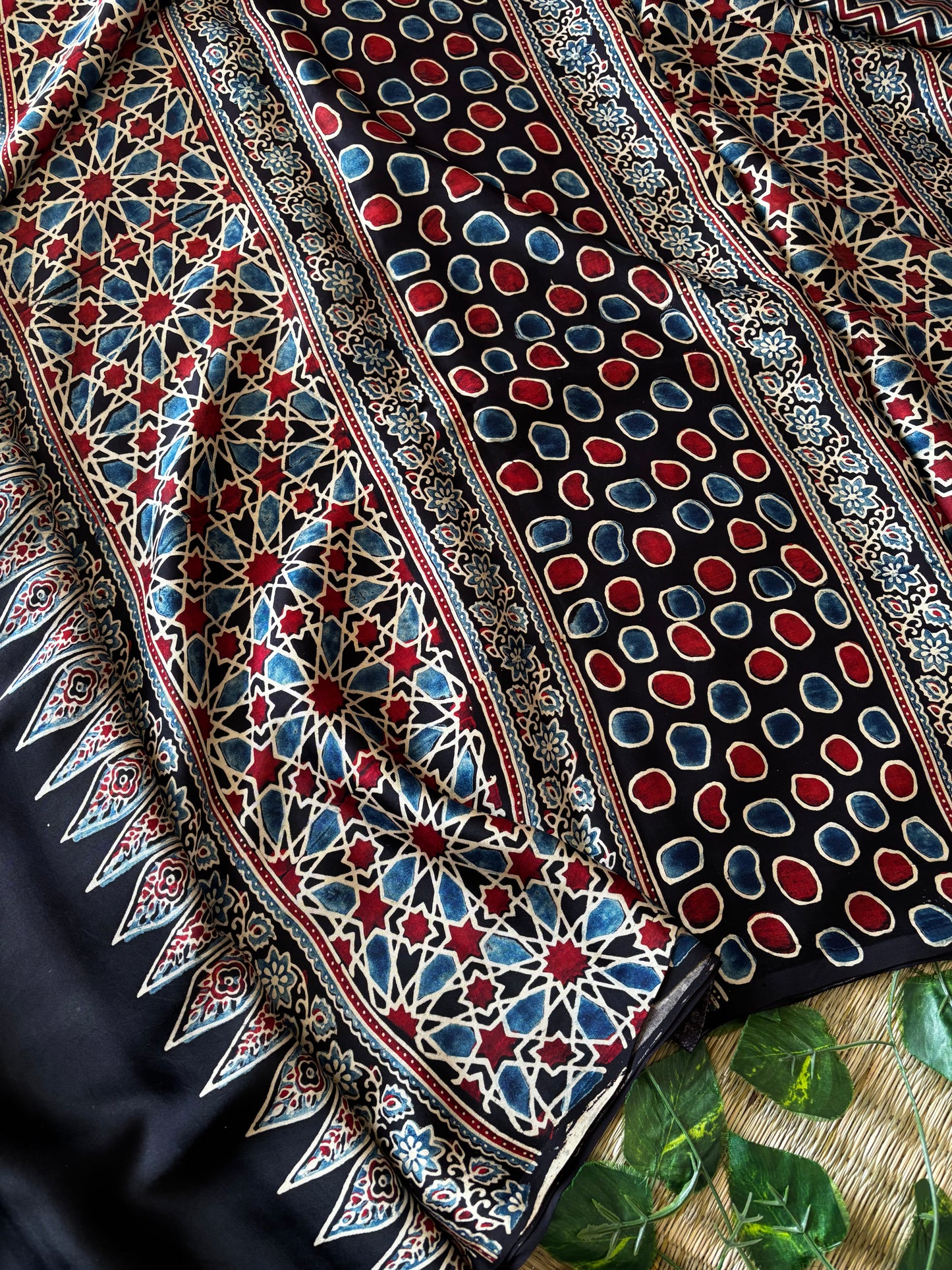 Ajrakh Modal Silk Saree