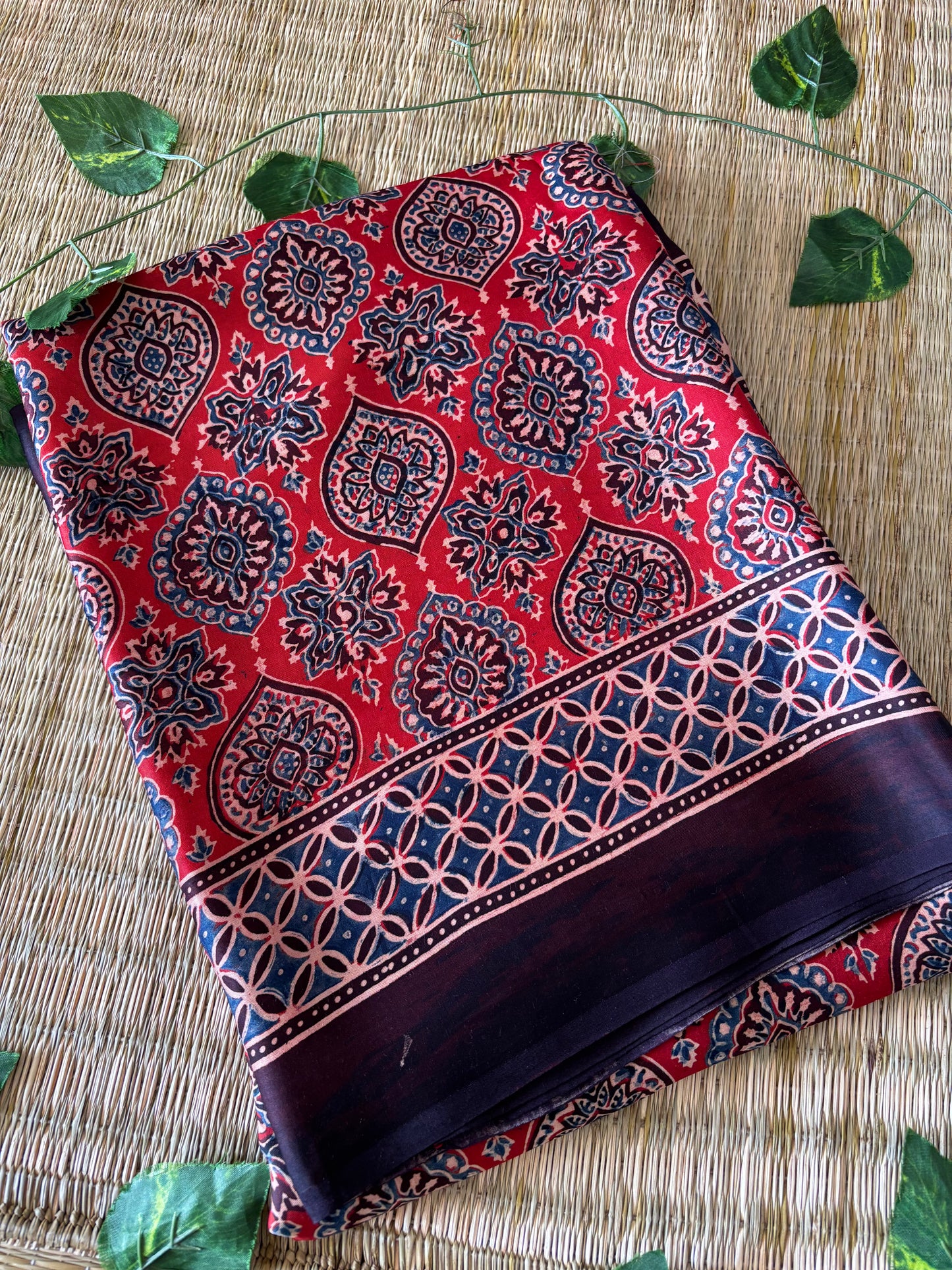 Ajrakh Modal Silk Saree