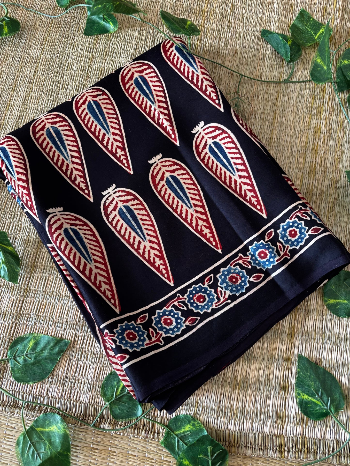 Ajrakh Modal Silk Saree