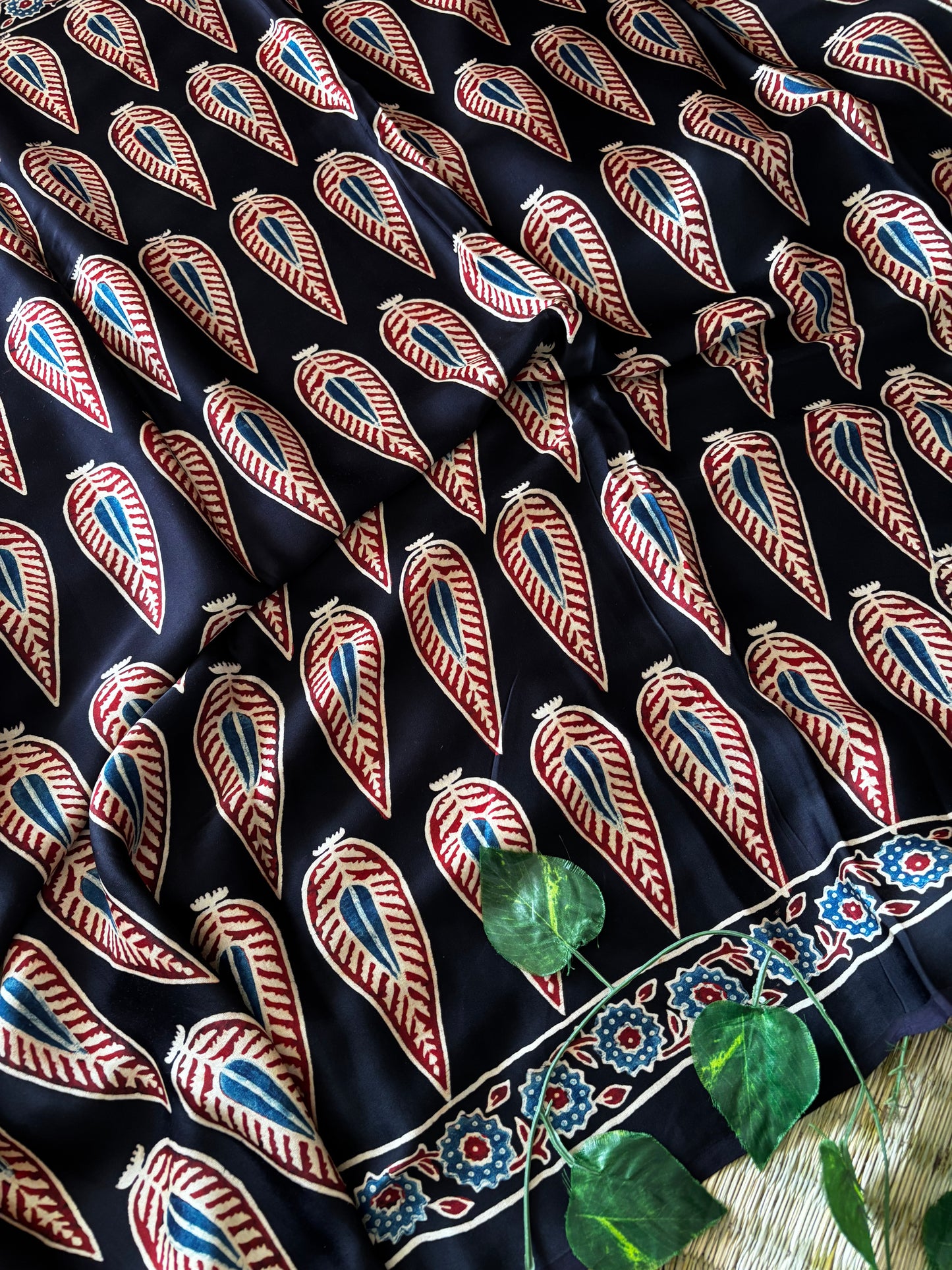Ajrakh Modal Silk Saree