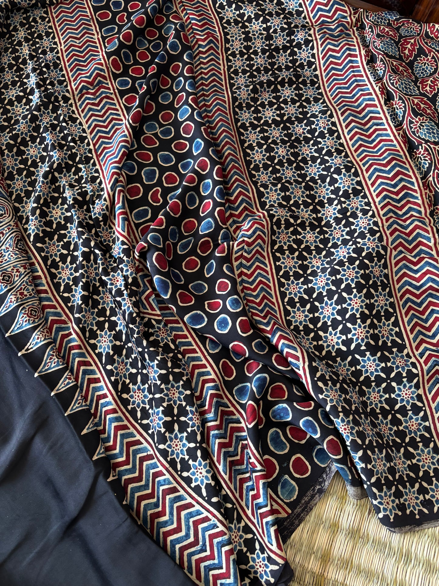 Ajrakh Modal Silk Saree