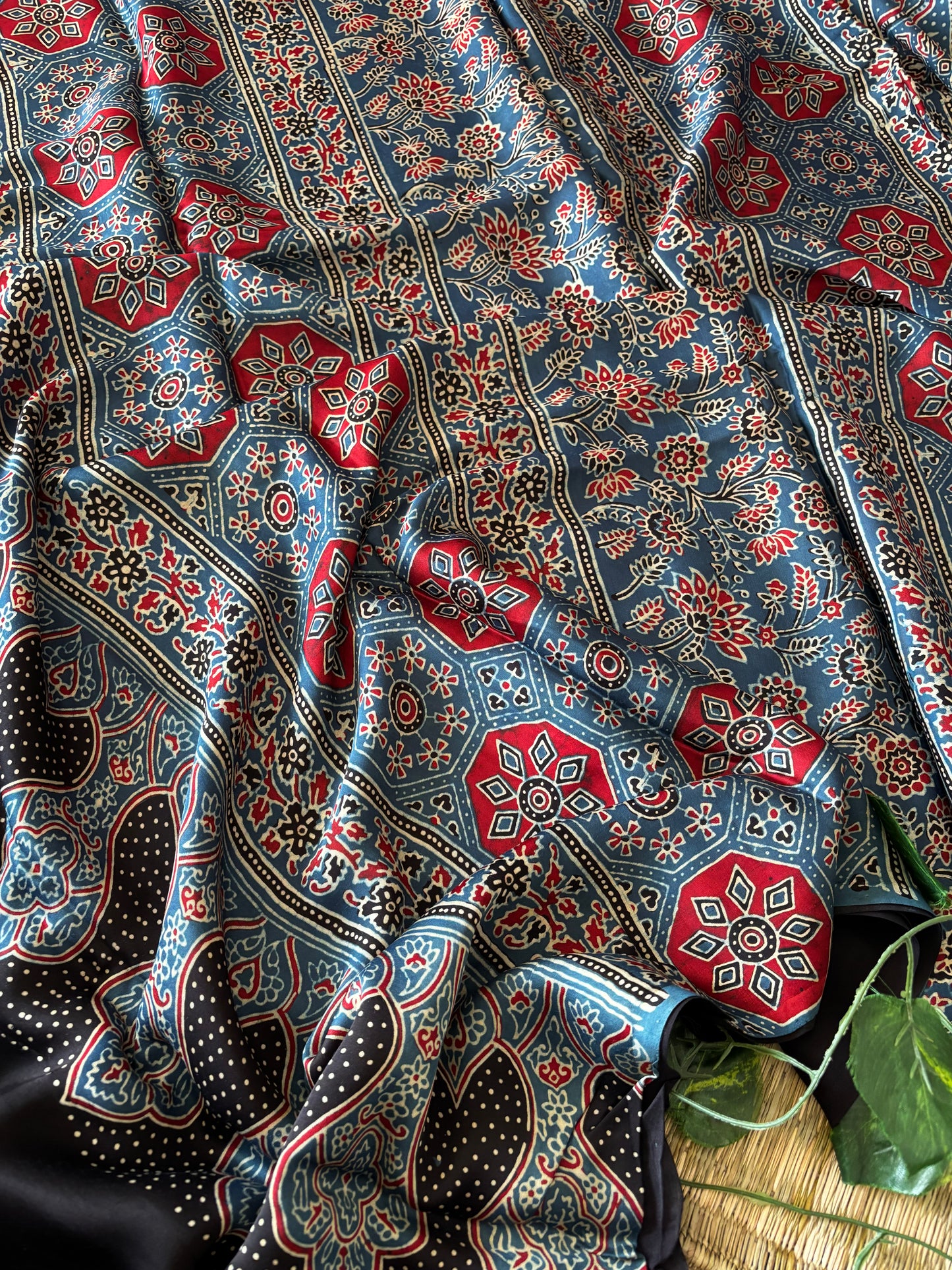 Ajrakh Modal Silk Saree