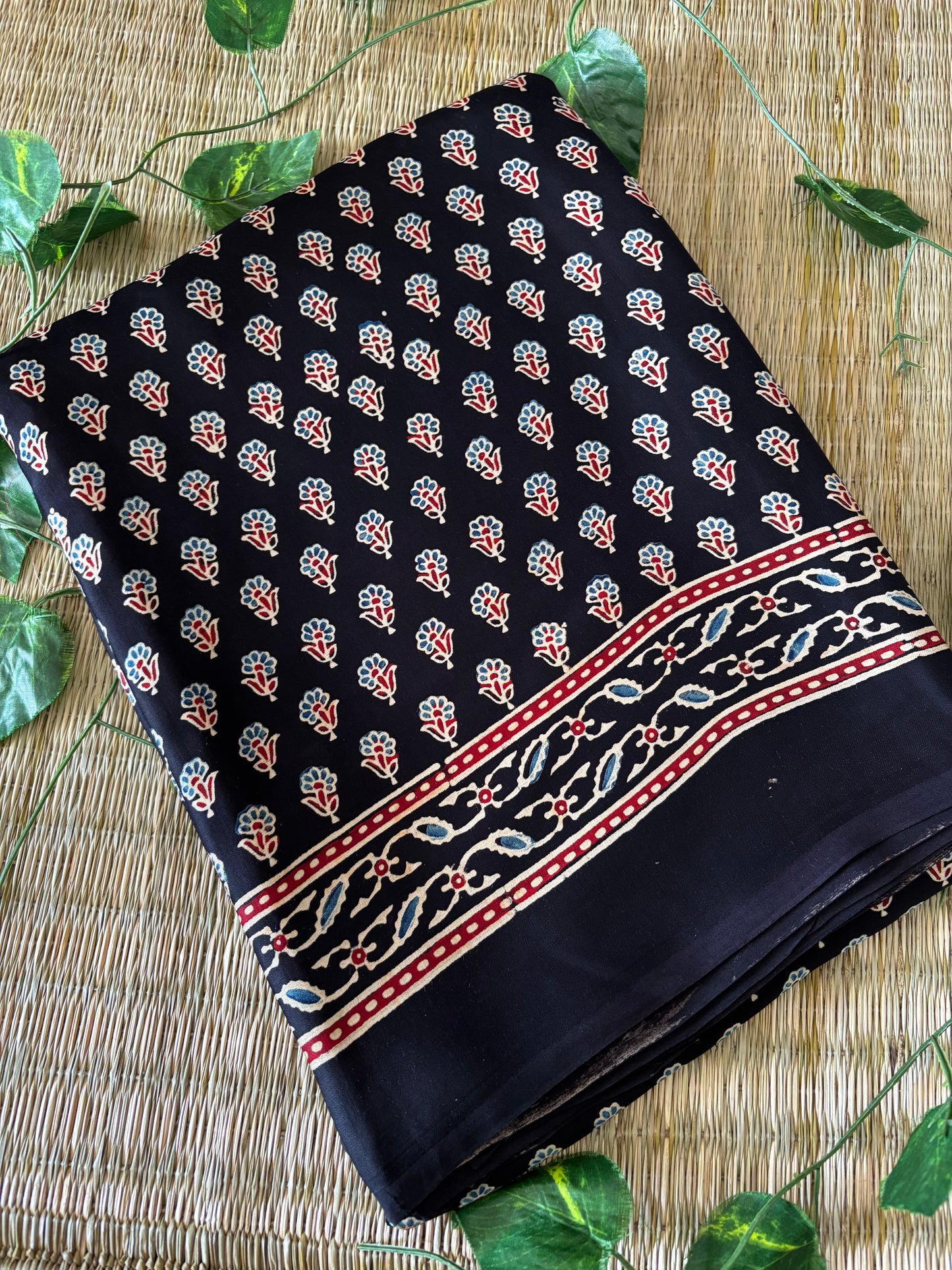 Ajrakh Modal Silk Saree