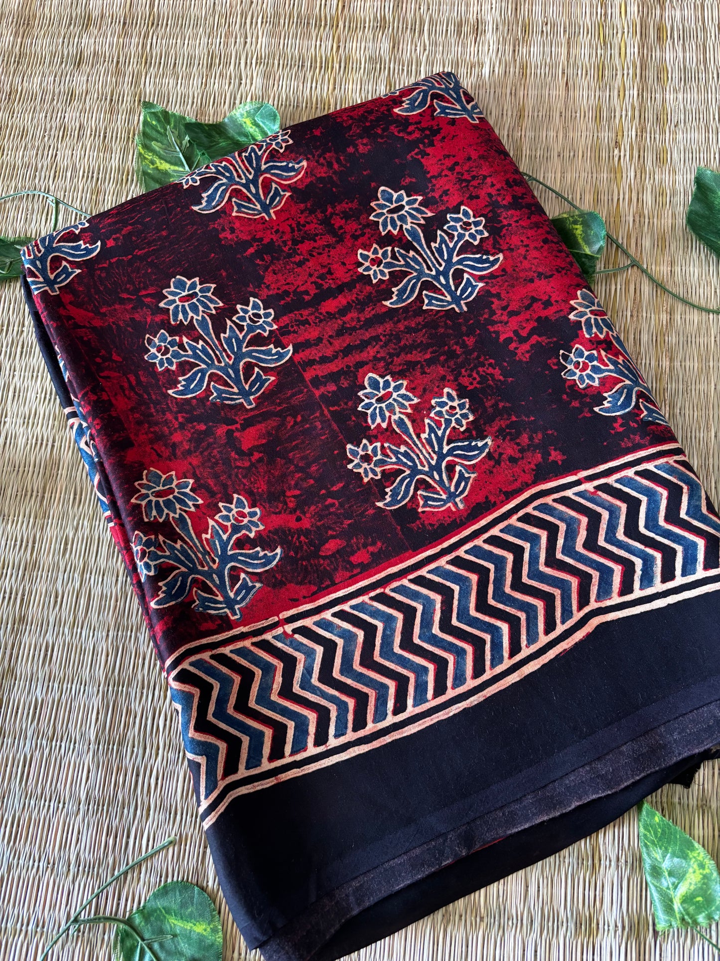 Ajrakh Modal Silk Saree