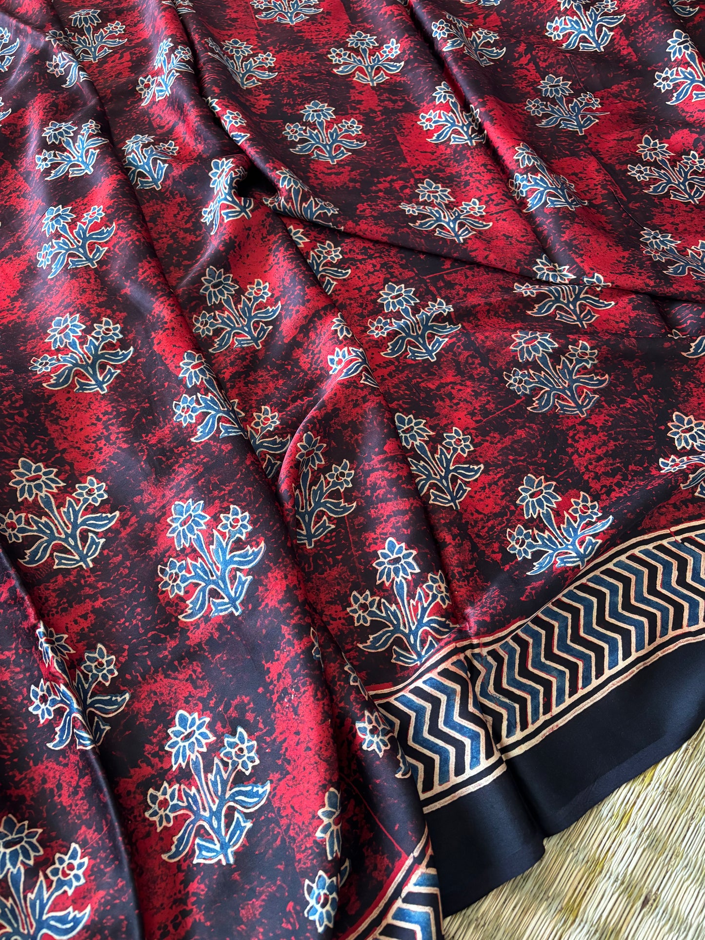 Ajrakh Modal Silk Saree