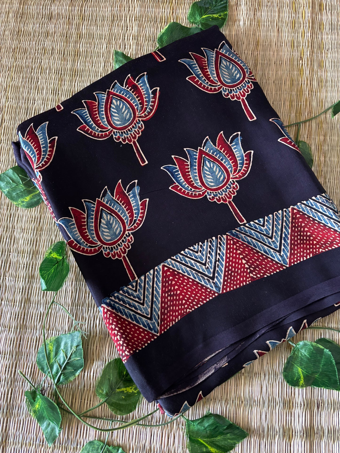 Ajrakh Modal Silk Saree