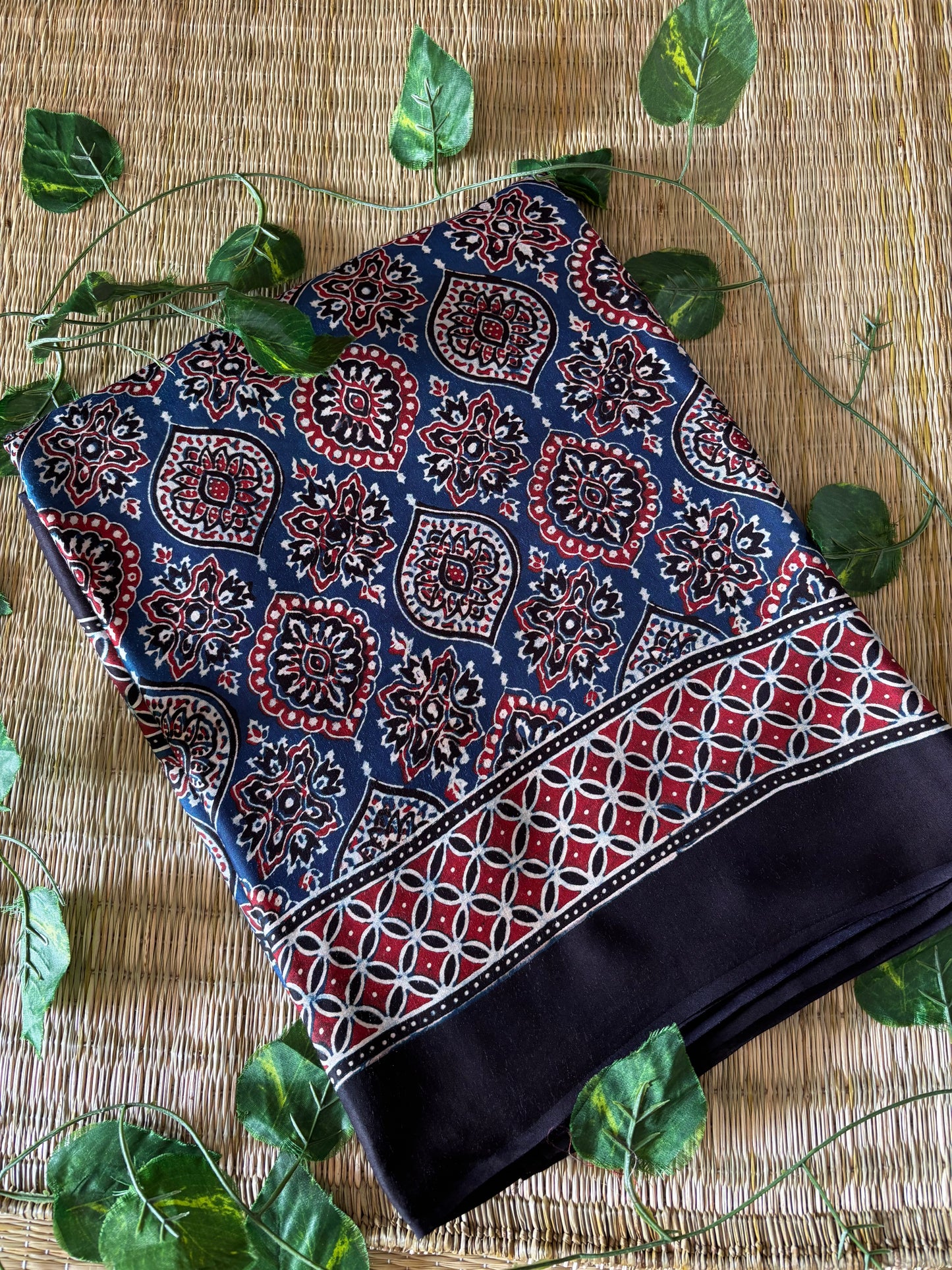 Ajrakh Modal Silk Saree