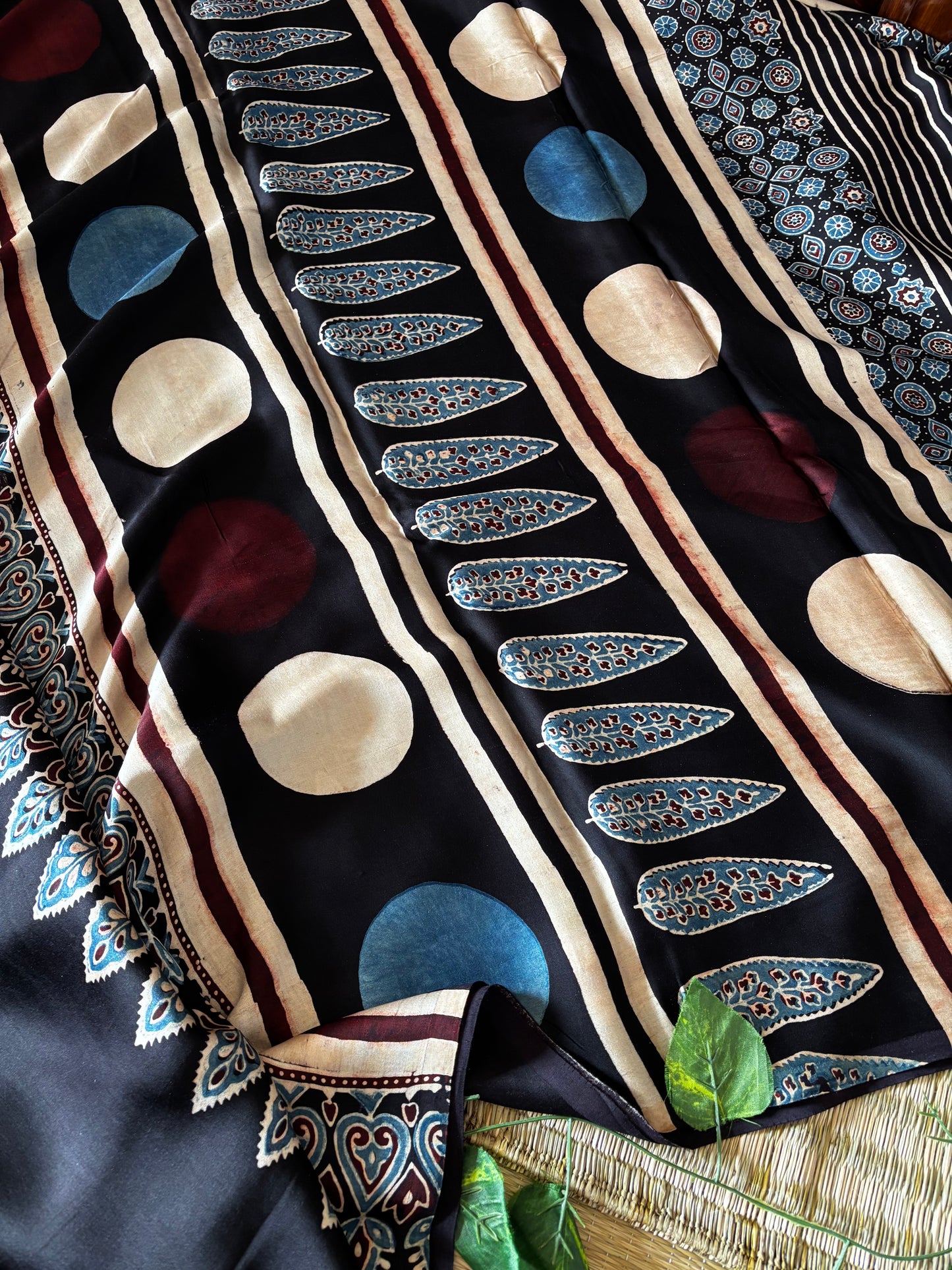 Ajrakh Modal Silk Saree