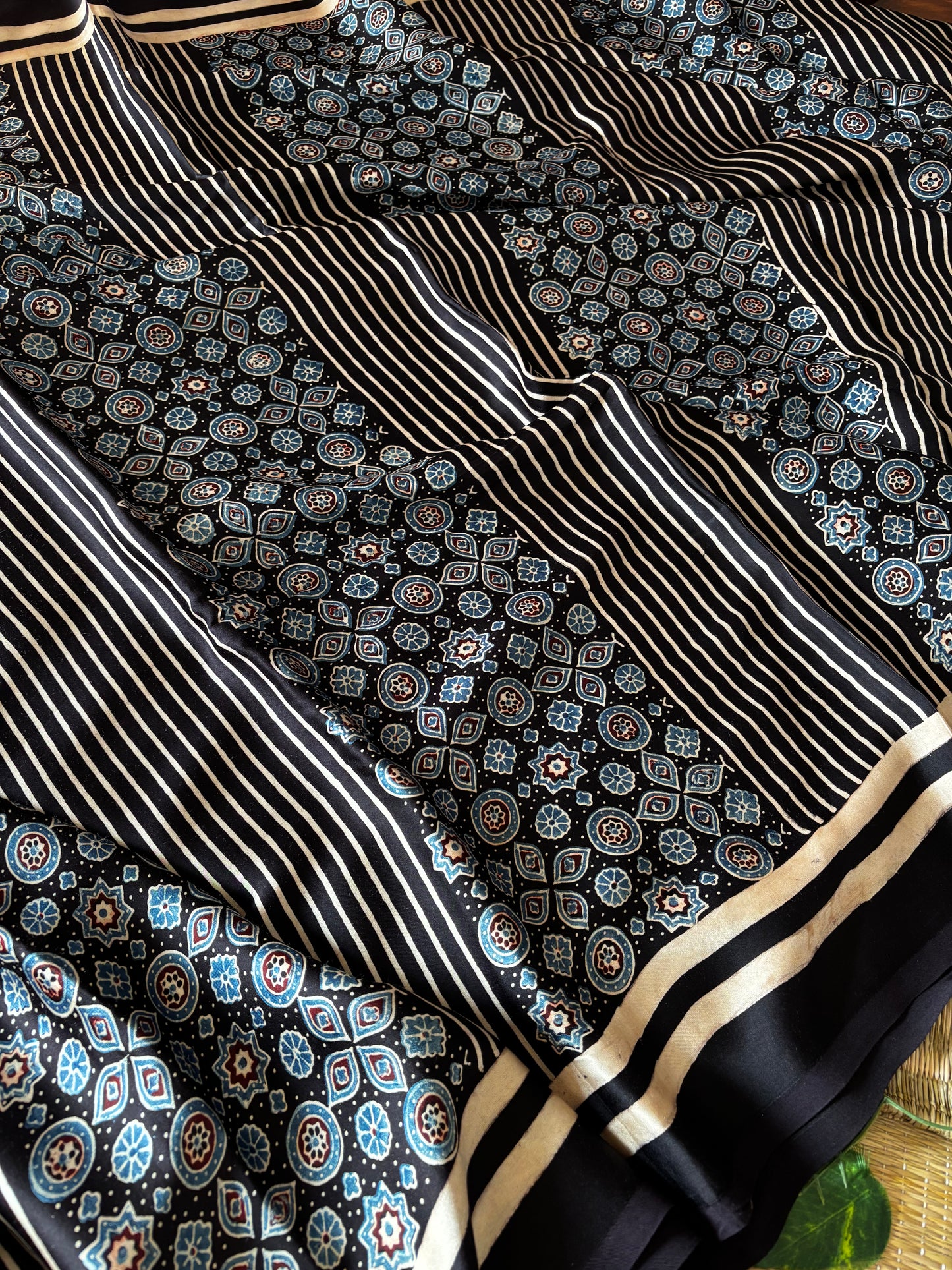 Ajrakh Modal Silk Saree