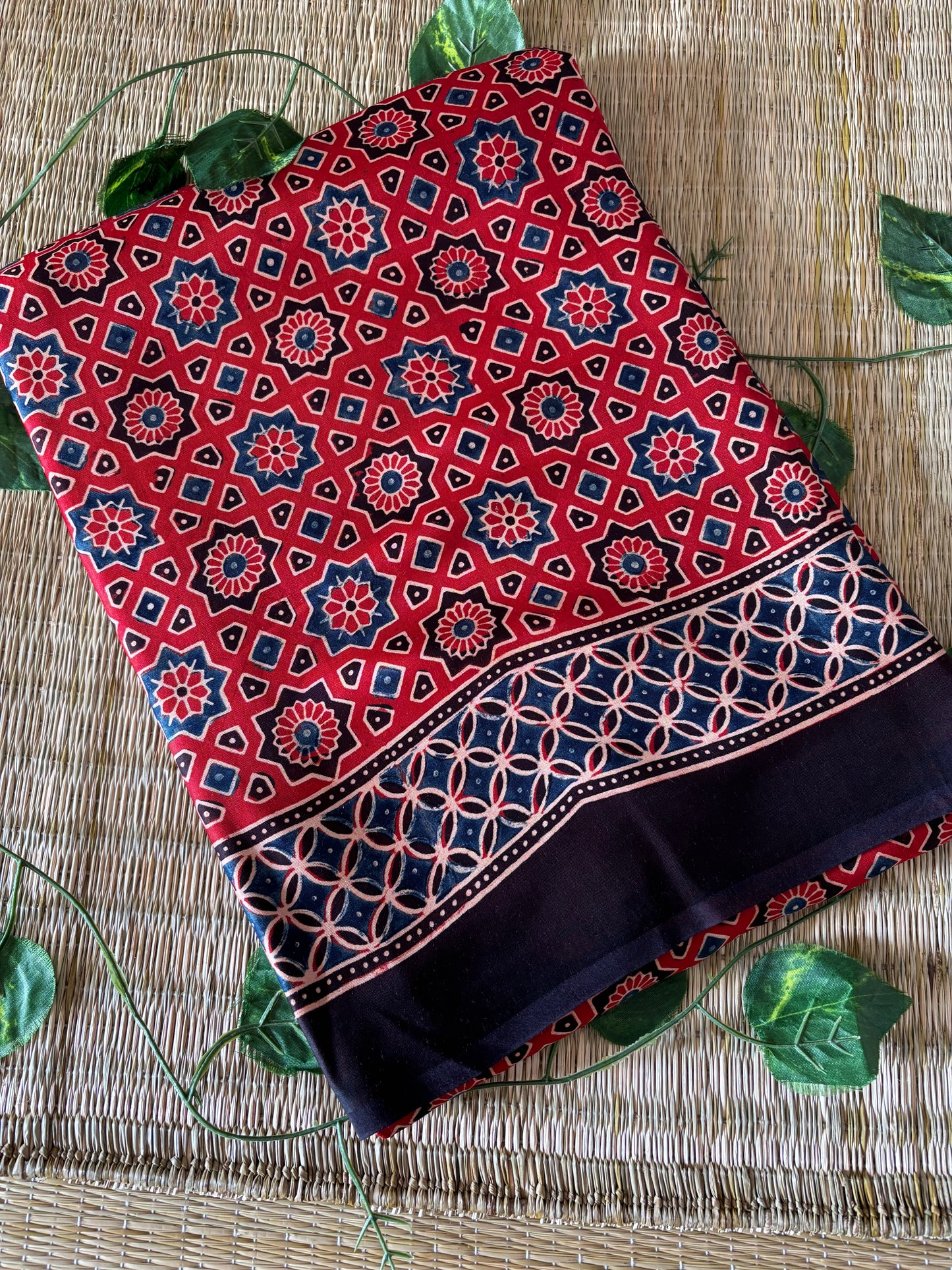 Ajrakh Modal Silk  Saree