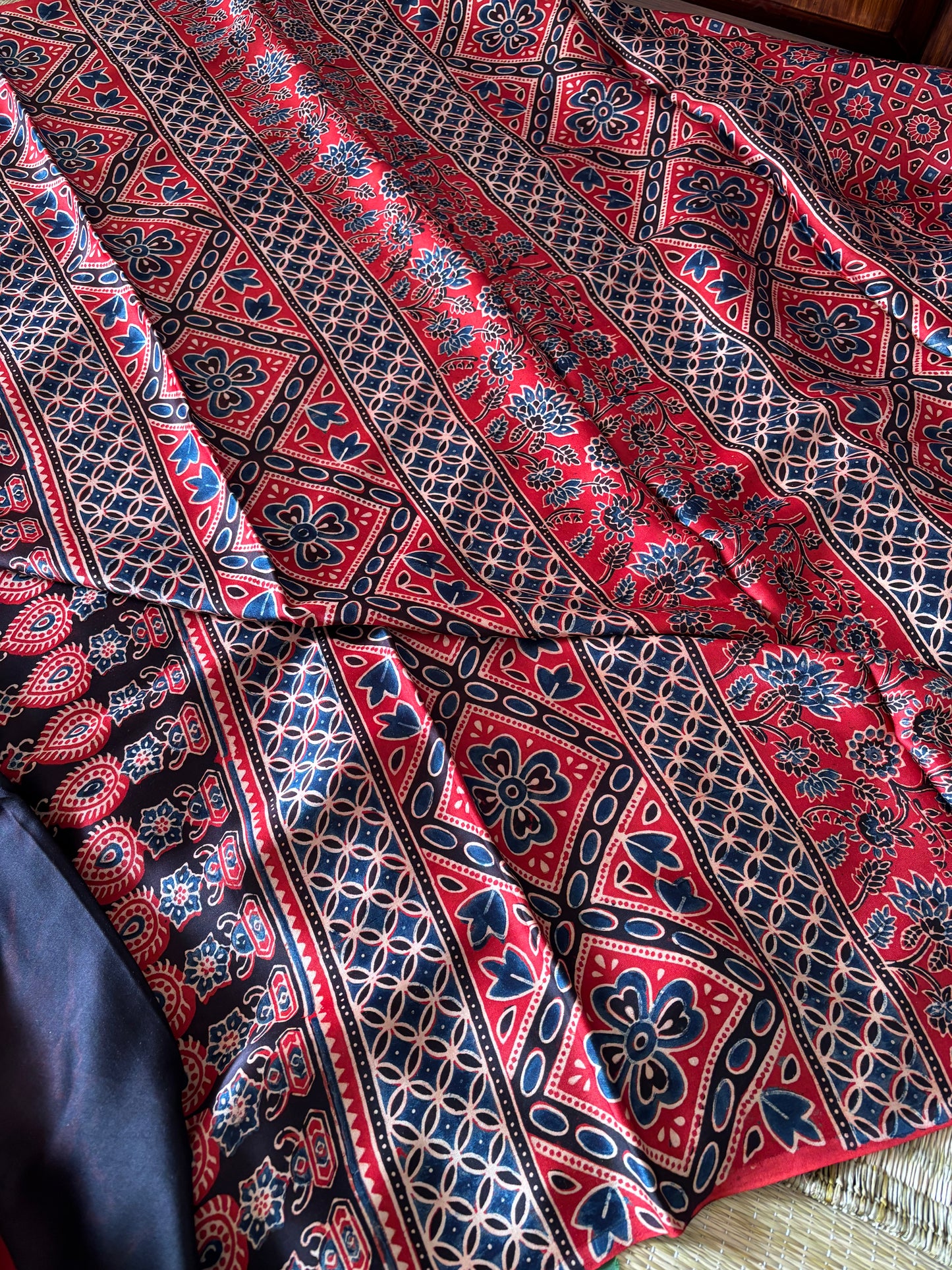 Ajrakh Modal Silk  Saree